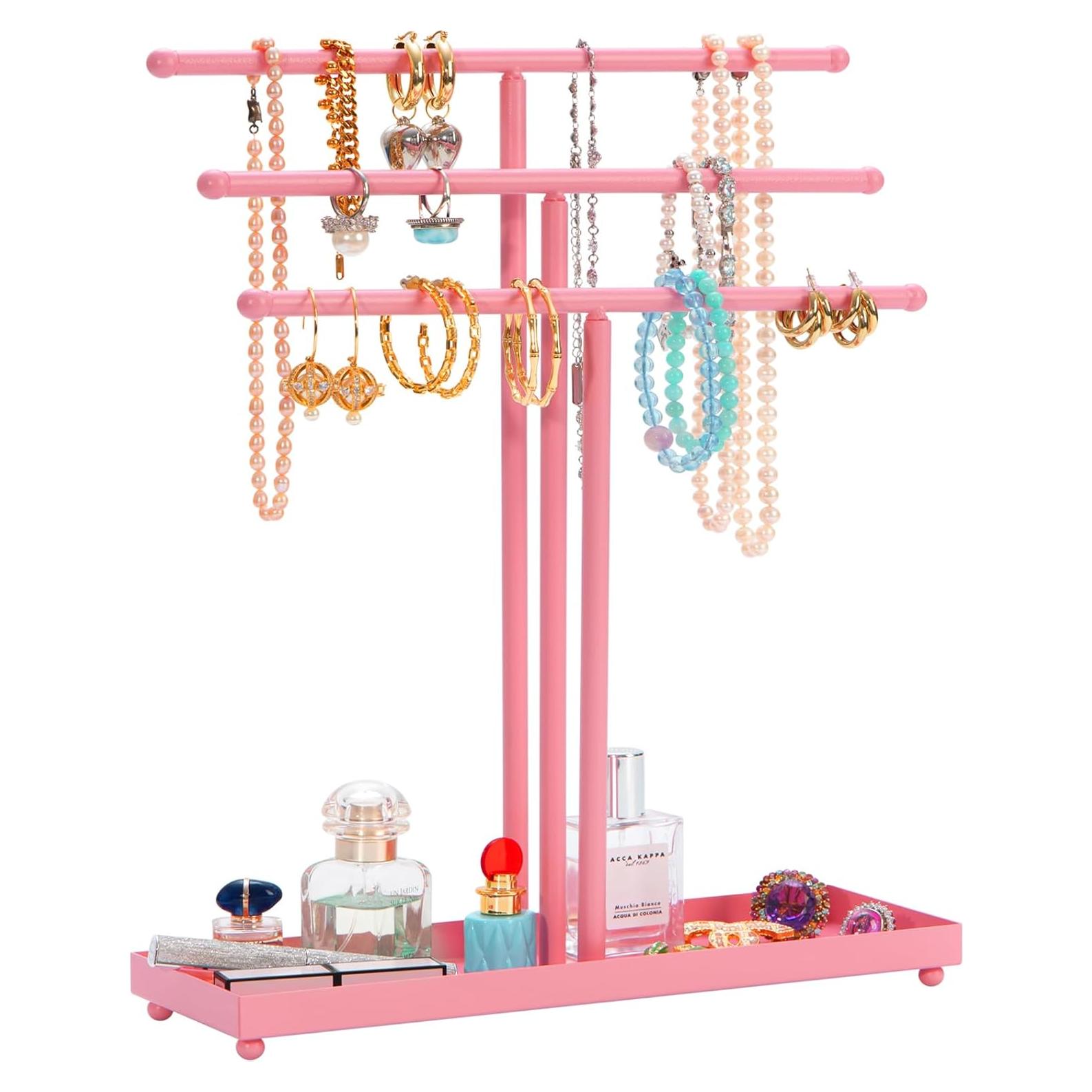 Soporte Organizador de Joyería AUTODECO Rosa 3 Niveles