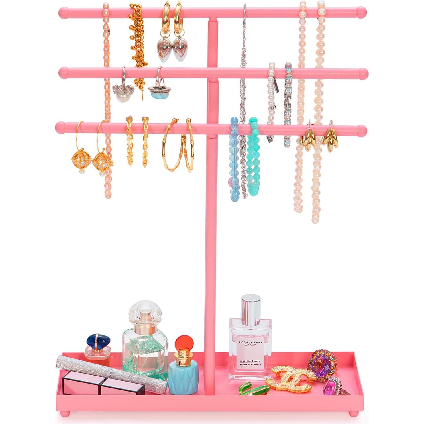 Soporte Organizador de Joyería AUTODECO Rosa 3 Niveles