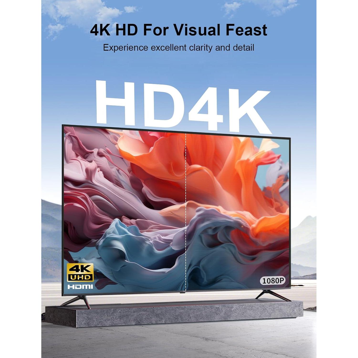 Cable HDMI 2.0 en ángulo recto XAOSUN 2m 4K@60Hz anti-interferencia