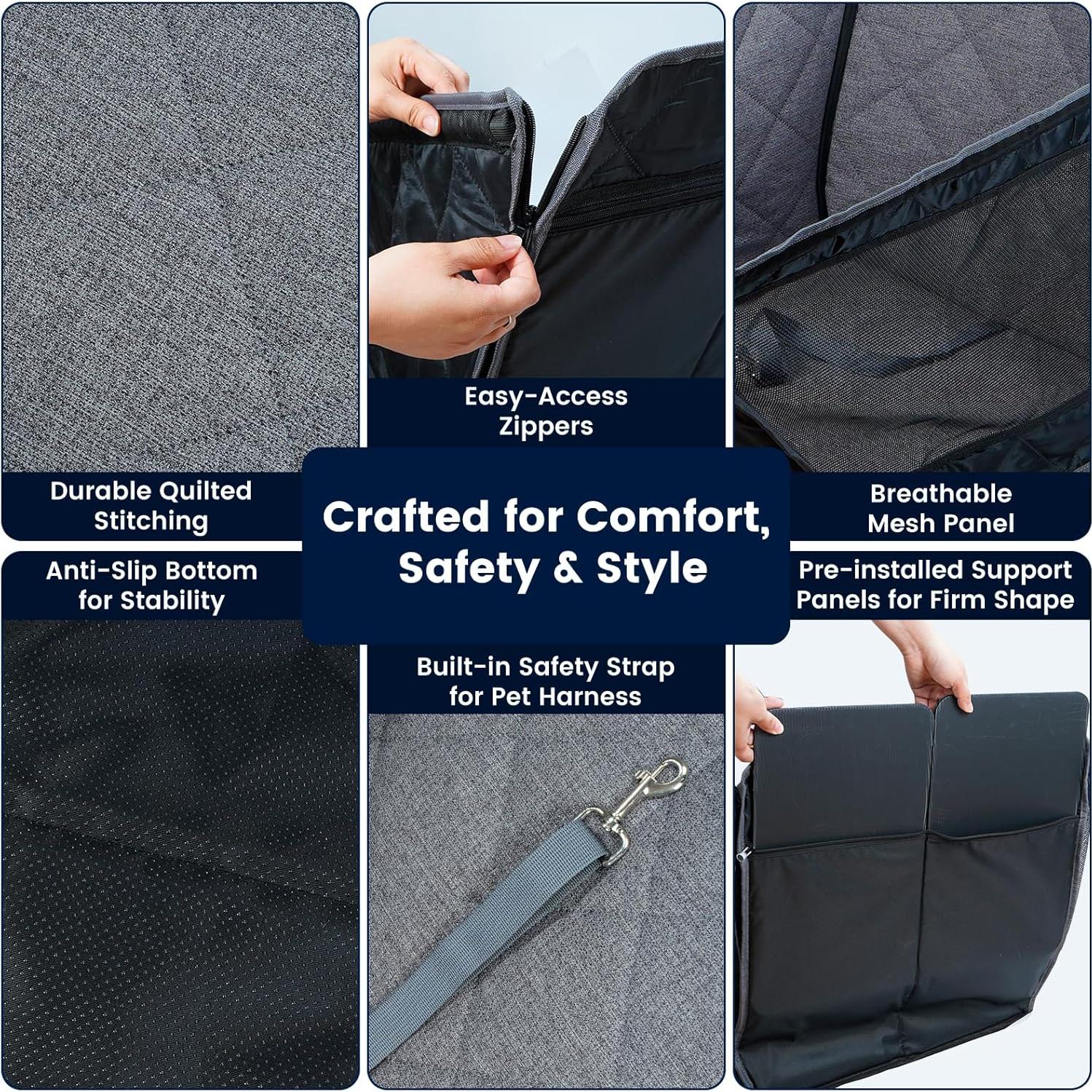 Asiento elevador para perros Dekeyoo DKY-B33DCST - Tela de lino gris