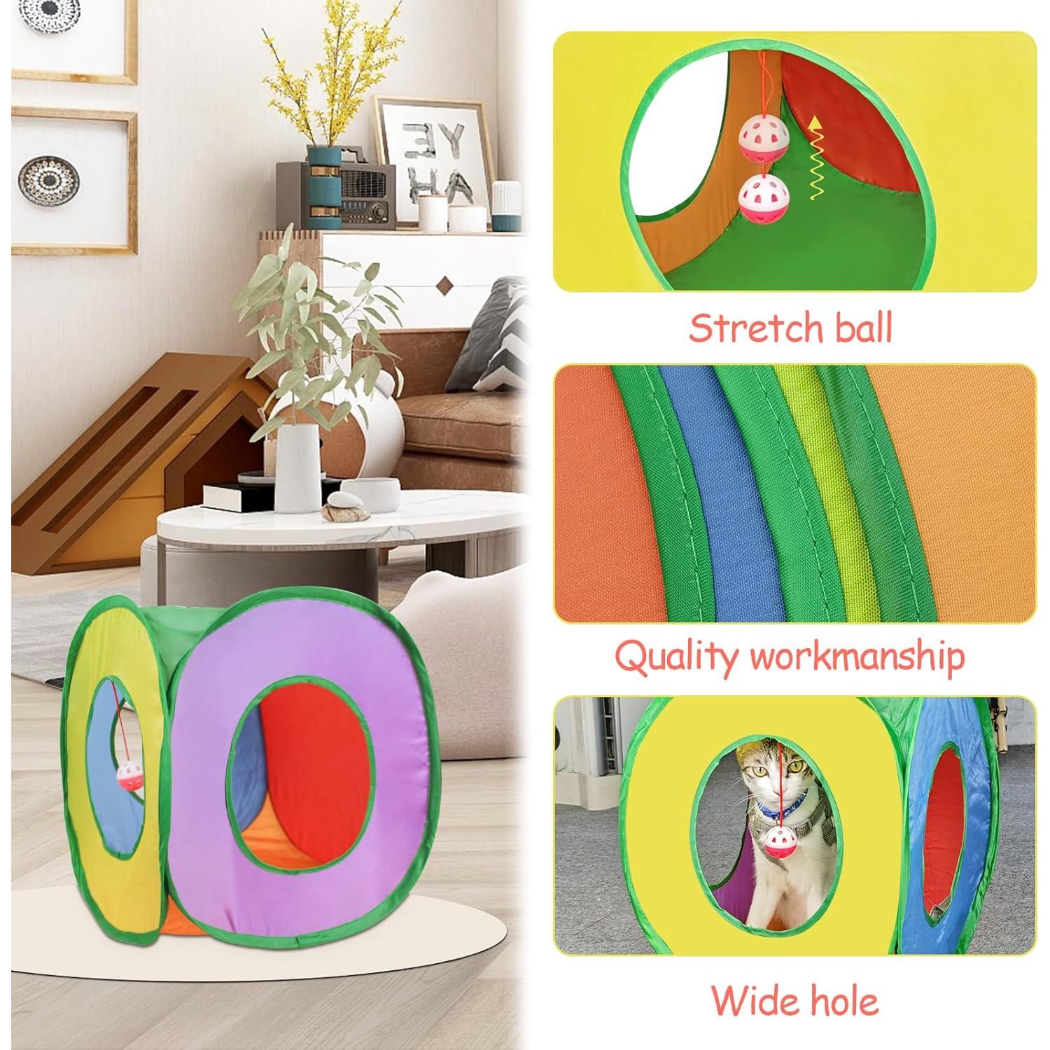 Túnel para Gatos Andiker Cuadrado S Plegable Colorido 50x50 cm