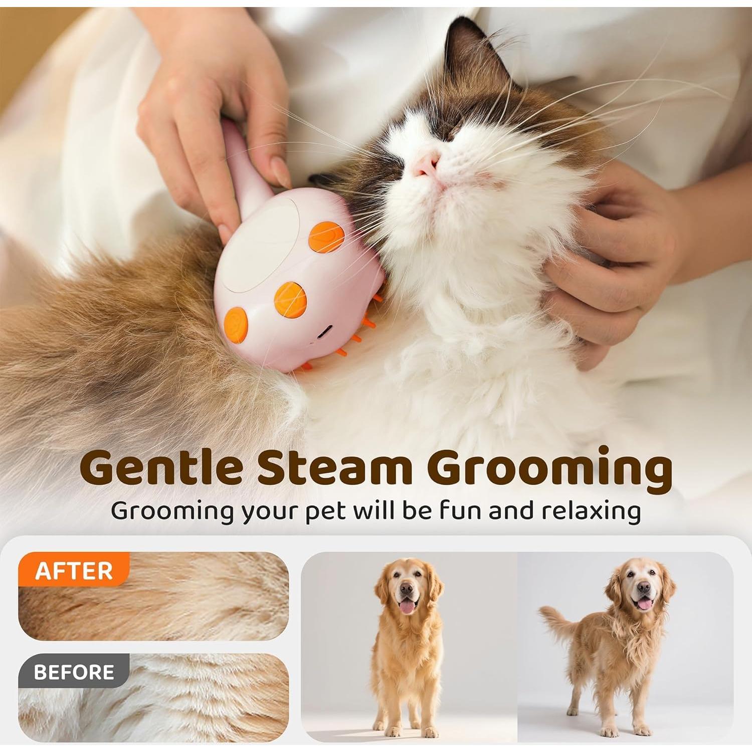 Cepillo de Aseo para Mascotas Hotoo 6 en 1 Rosa con Champú