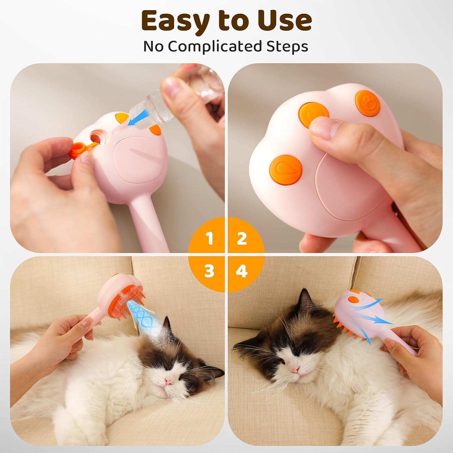 Cepillo de Aseo para Mascotas Hotoo 6 en 1 Rosa con Champú