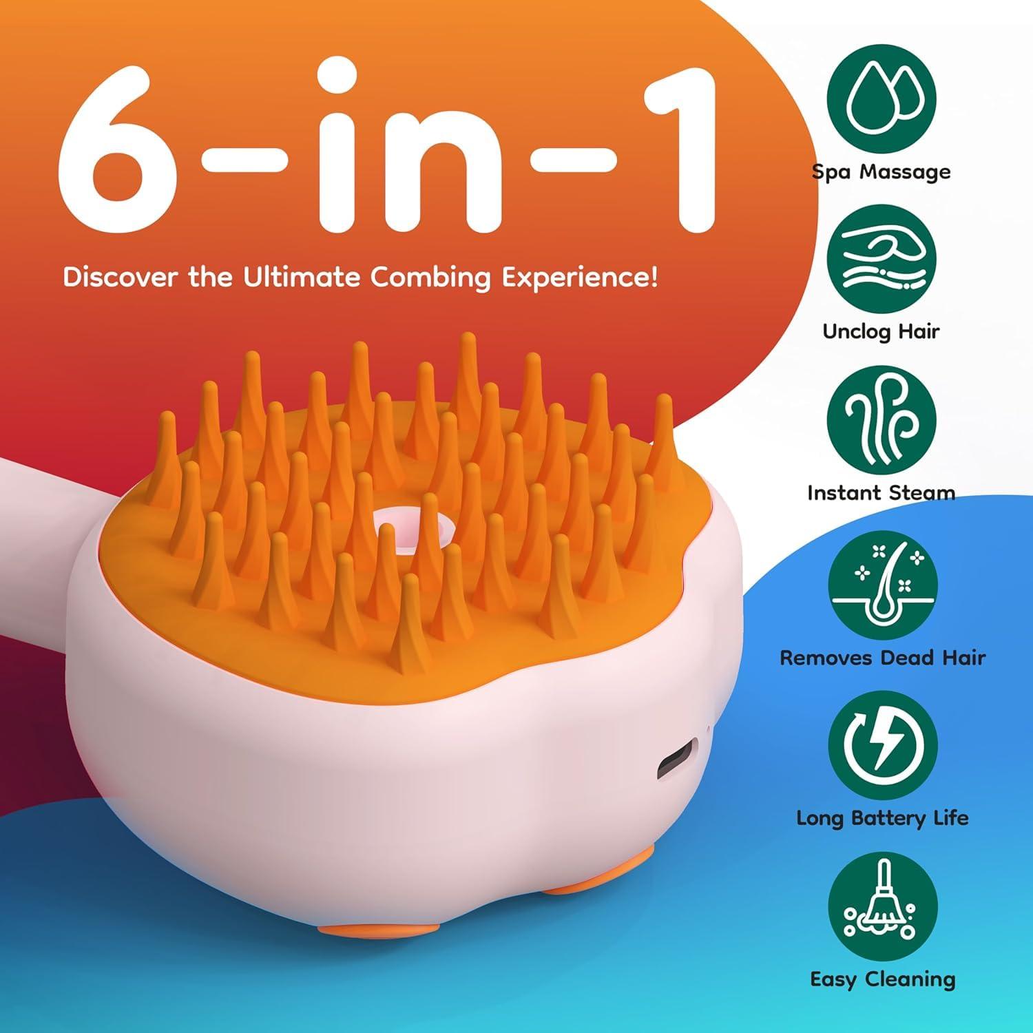 Cepillo de Aseo para Mascotas Hotoo 6 en 1 Rosa con Champú