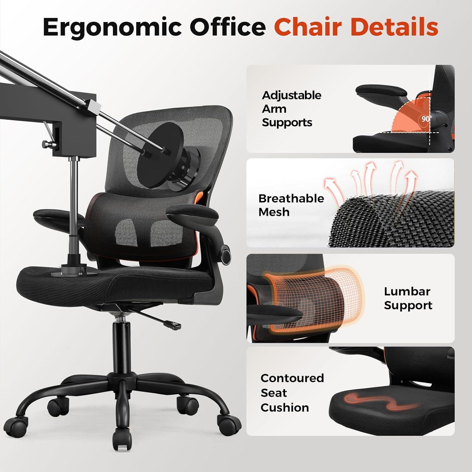 Silla de Oficina GTRACING Ergonómica con Soporte Lumbar 150 kg
