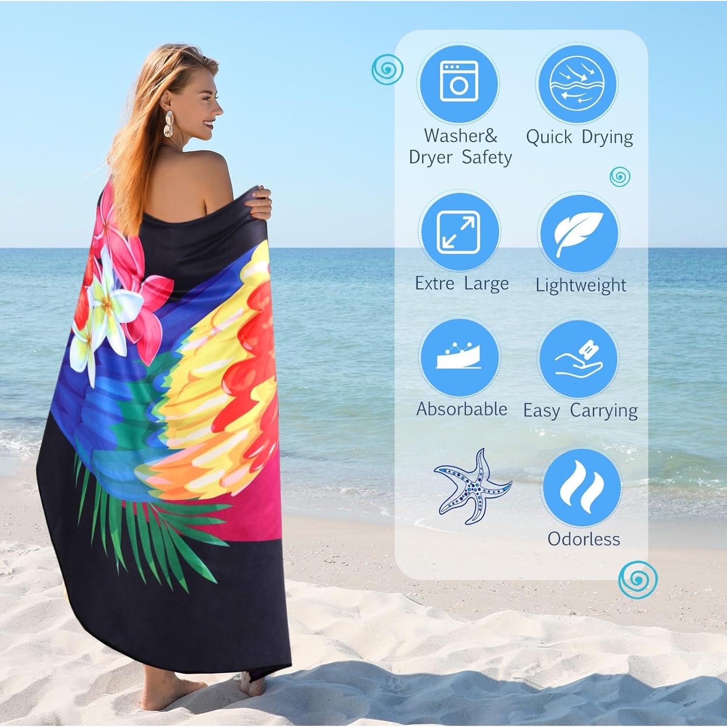 Buryeah 6 Toallas de Playa Microfibra 150x70 cm Secado Rápido