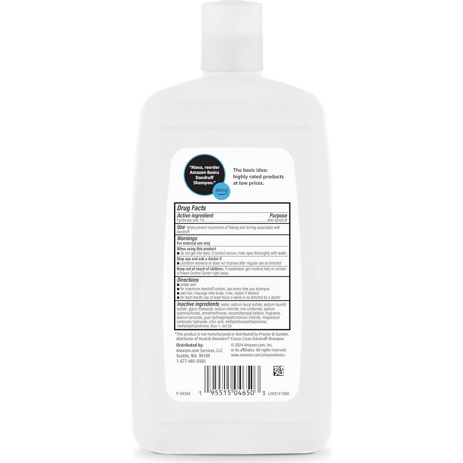 Champú Anticaspa Amazon Basics 0.83L para Cabello Normal a Graso