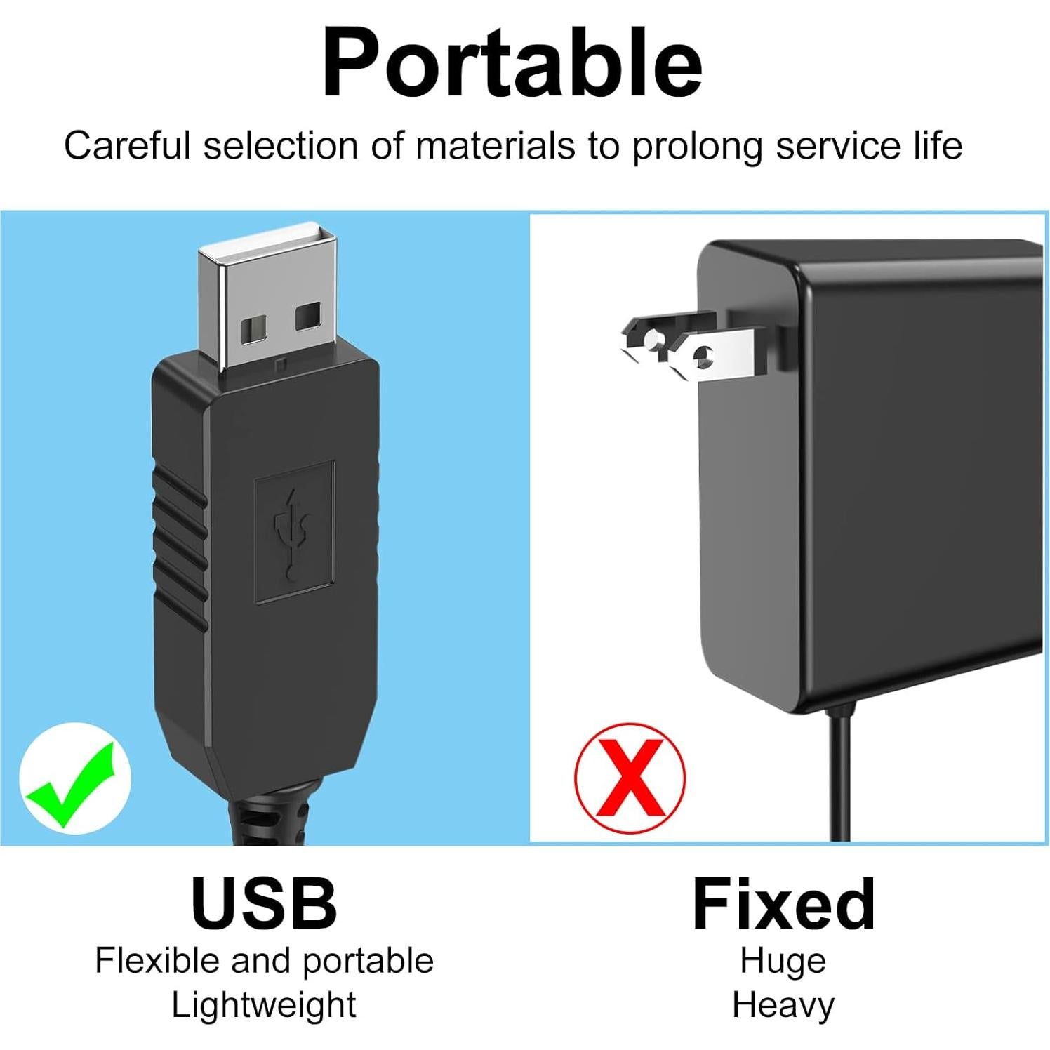 Cable de Cargador USB para Irrigador Dental Waterpik WP360 WP450