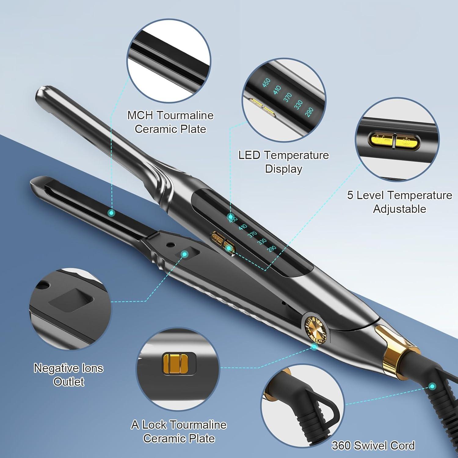 Plancha de Cabello Mini Ficzcfy 0.76 cm Gris, Doble Voltaje