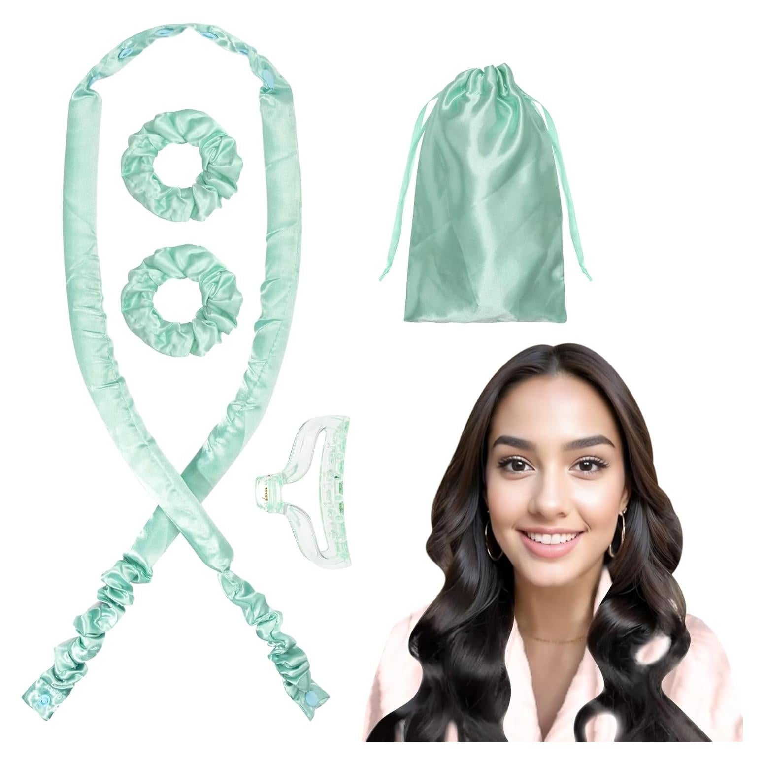 Juego de Rizado Sin Calor BABYSHEEP - Banda de Satén Verde 5 Unidades