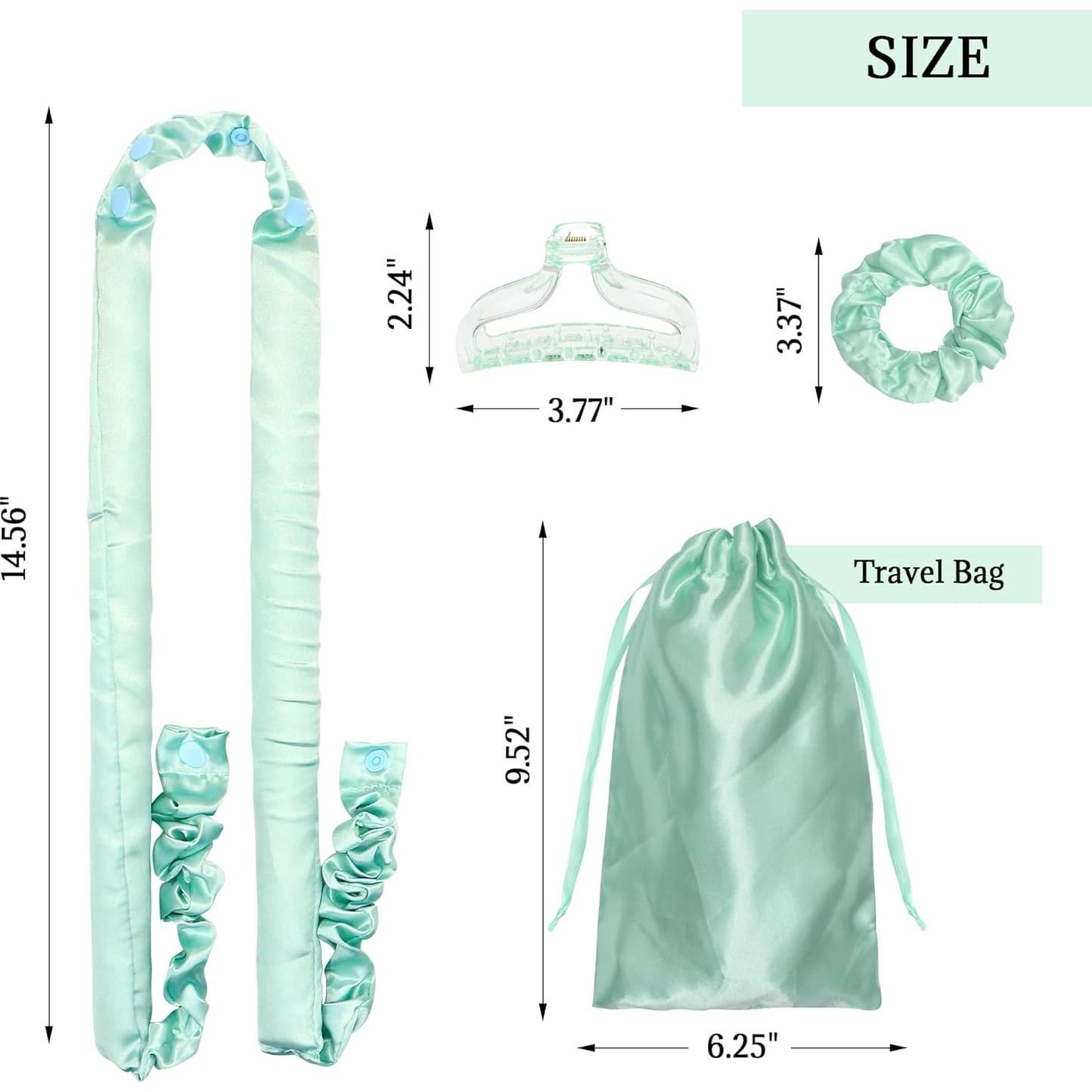 Juego de Rizado Sin Calor BABYSHEEP - Banda de Satén Verde 5 Unidades