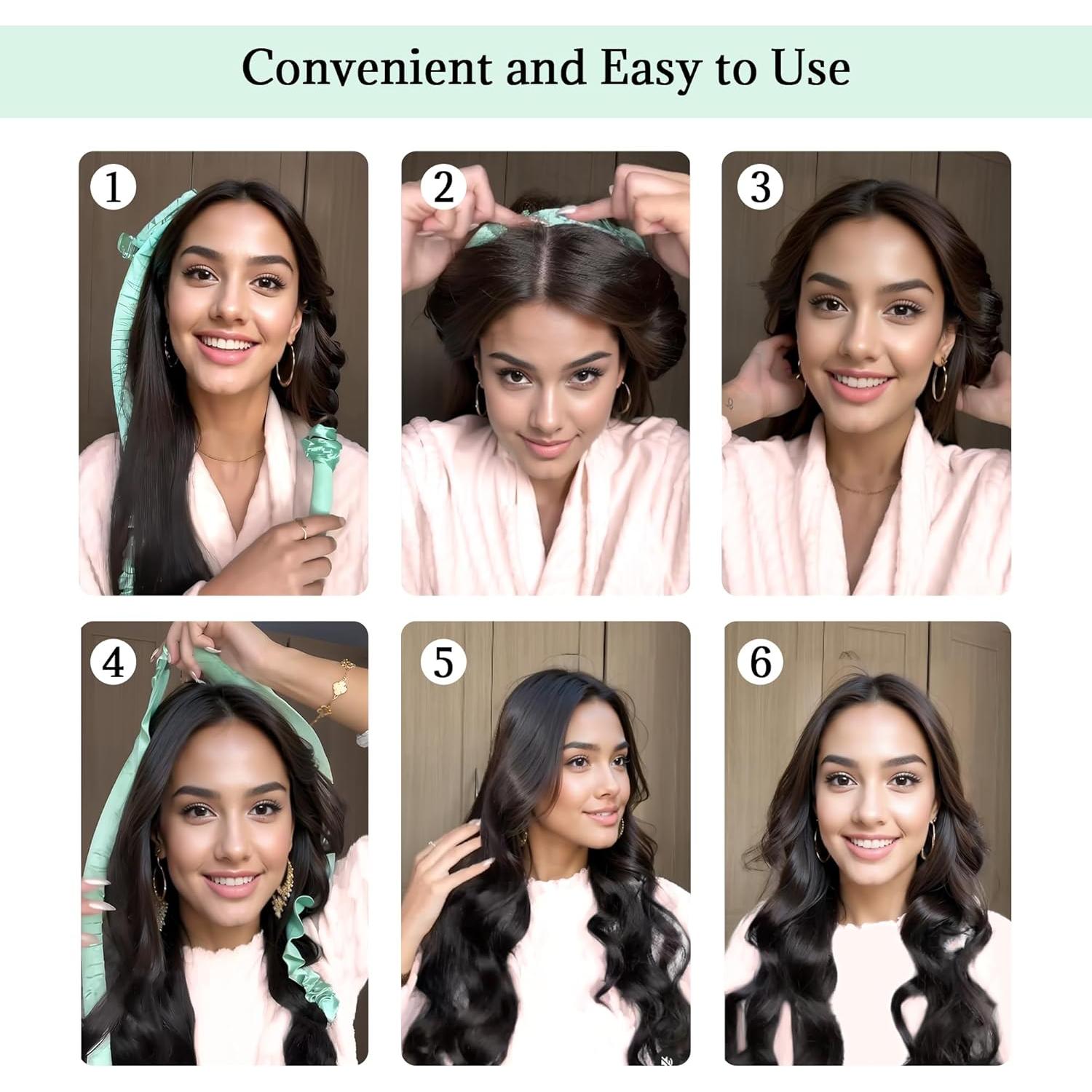 Juego de Rizado Sin Calor BABYSHEEP - Banda de Satén Verde 5 Unidades