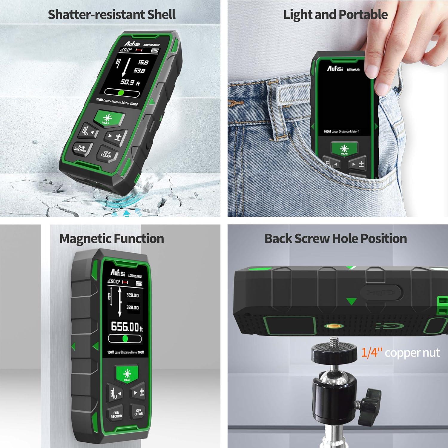 Medidor de Distancia Láser Aufisi LDM100-200M 200m LCD