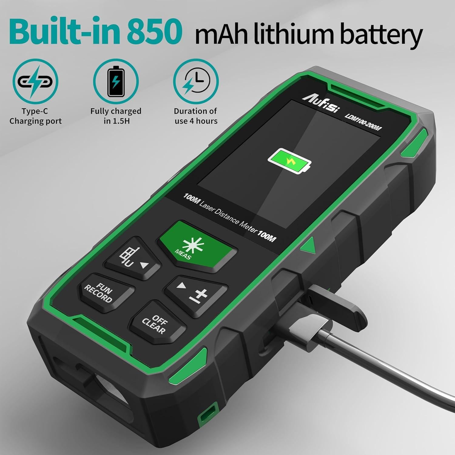 Medidor de Distancia Láser Aufisi LDM100-200M 200m LCD