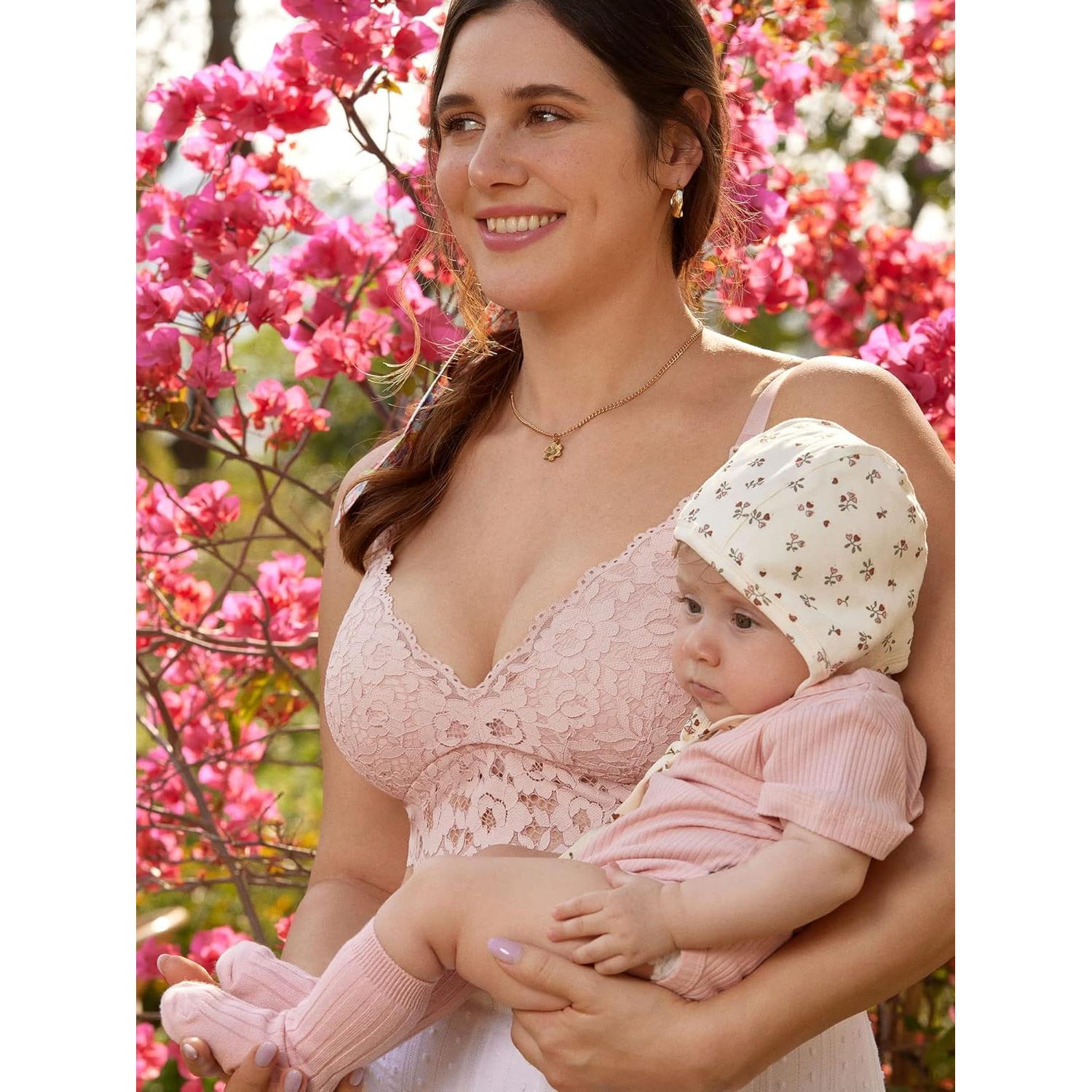 Sostén de Encaje para Lactancia MOMANDA 32C Negro Acolchado