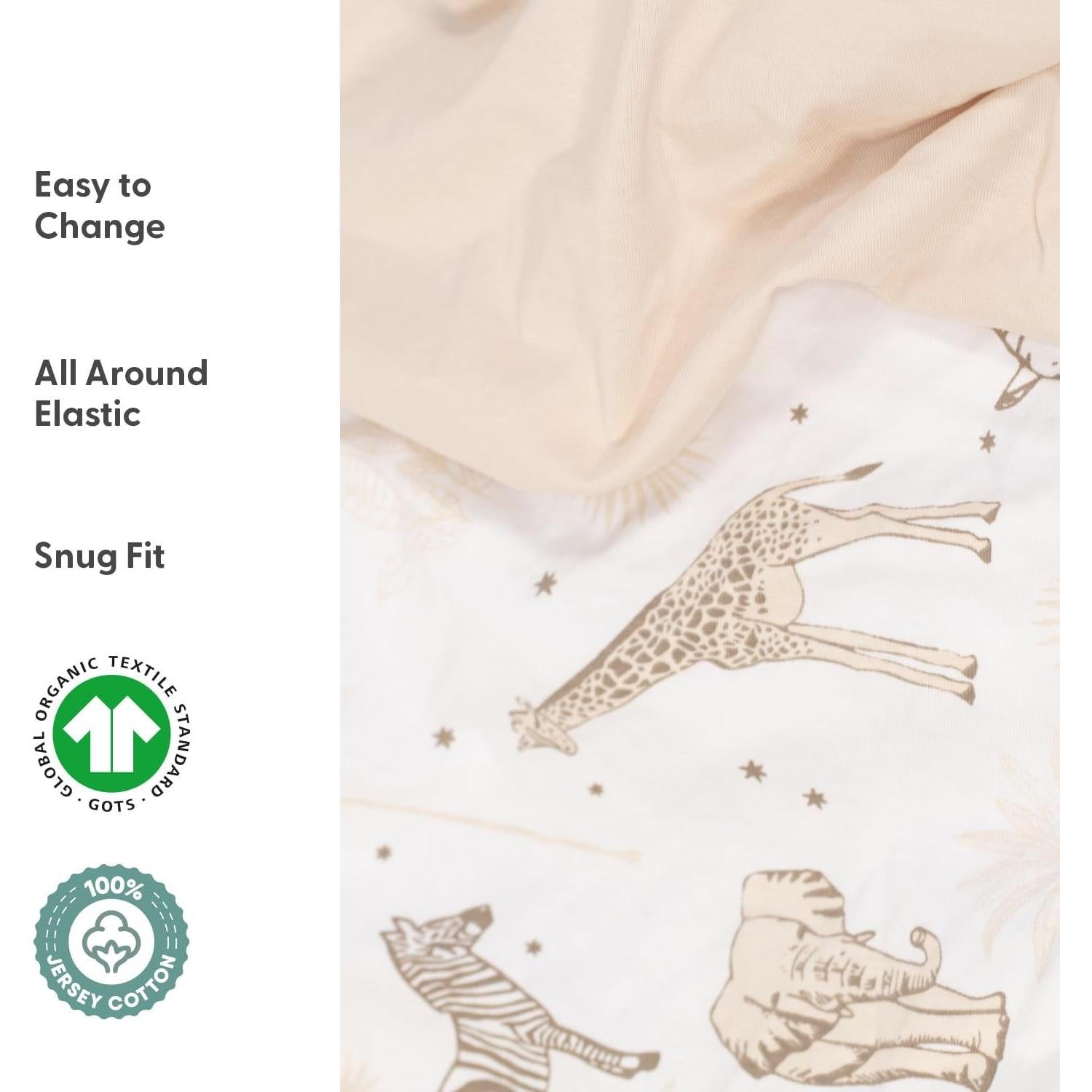 Juego de Sábanas Ajustadas Cuna 4 Piezas The Peanutshell Safari