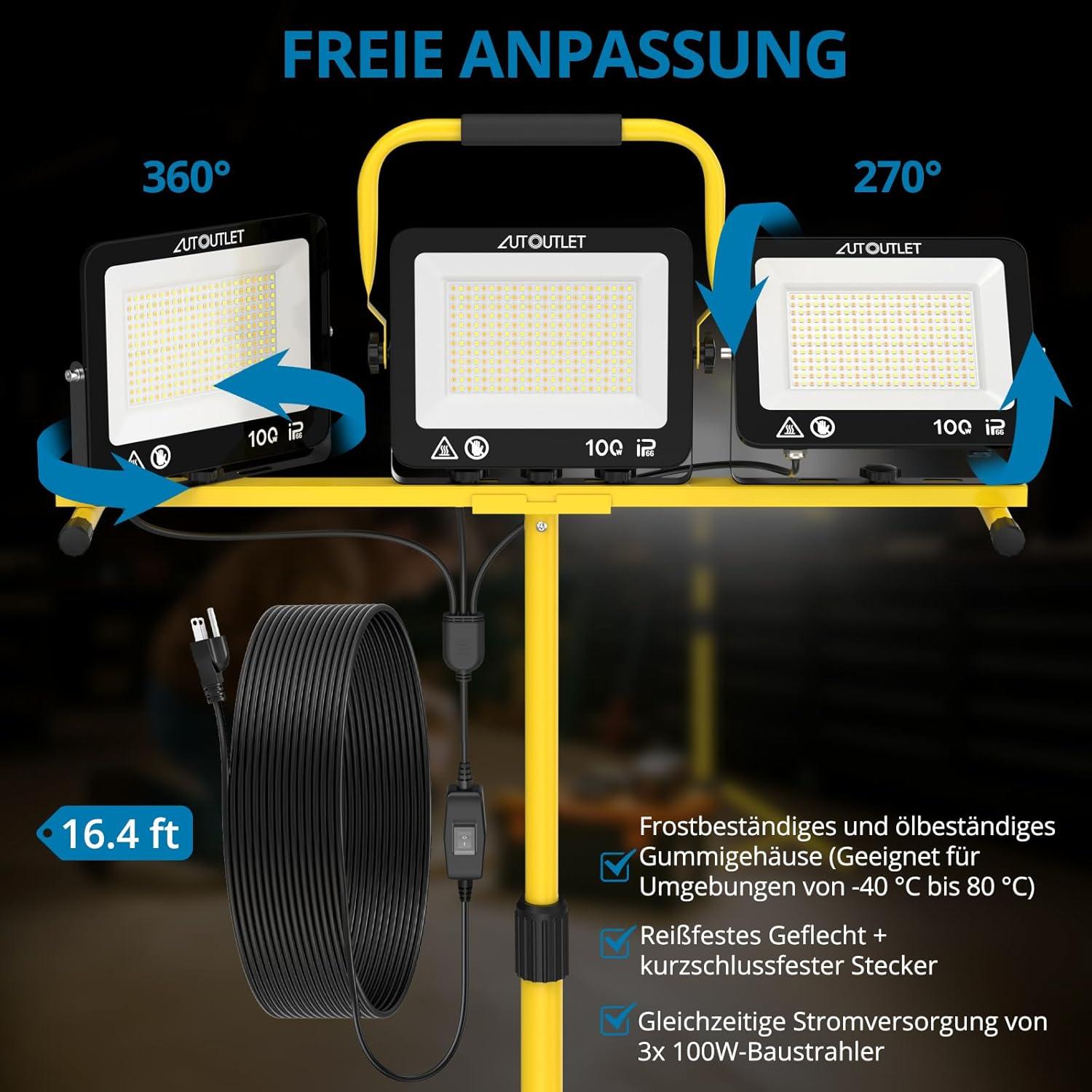 Luz de Trabajo LED 300W AUTOUTLET 27000LM Ajustable IP66