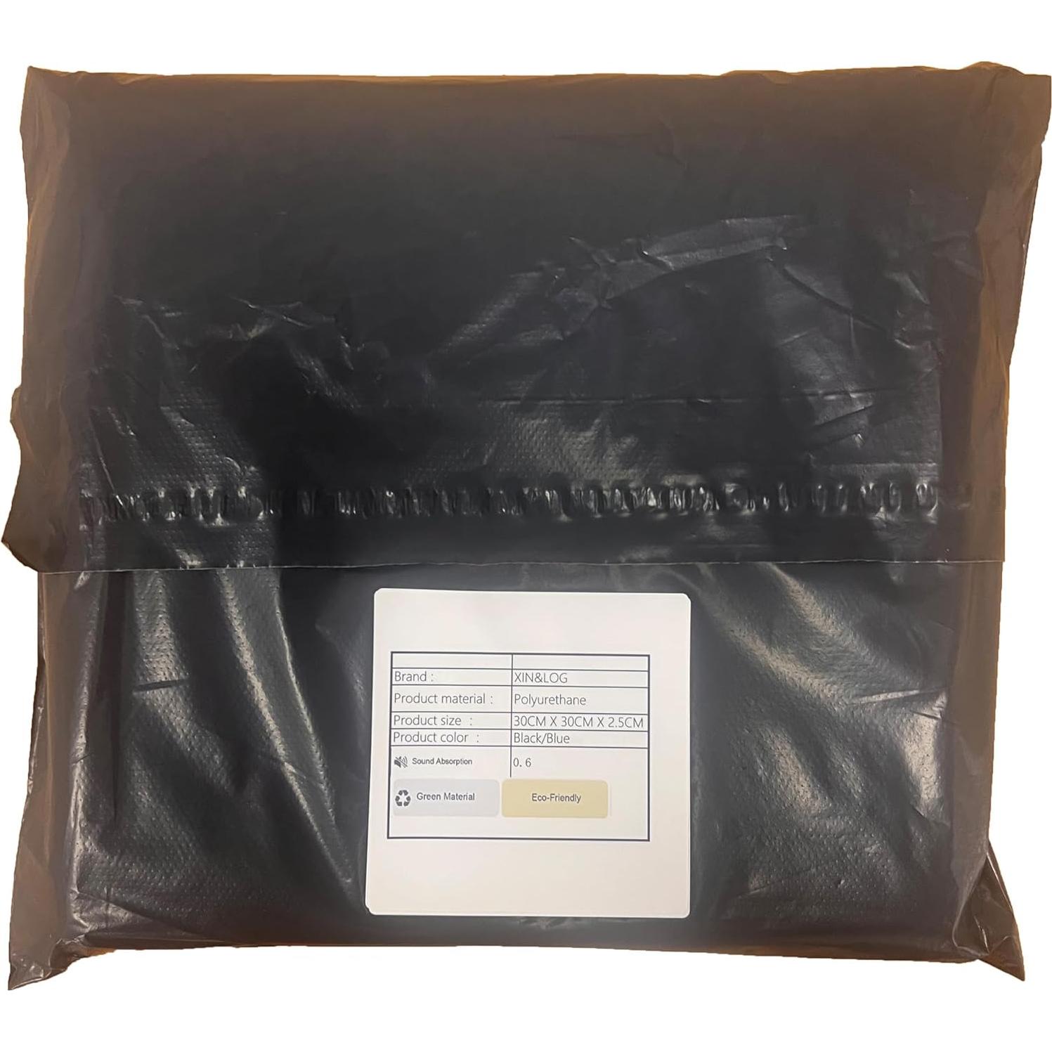 Paquete 24 Paneles Espuma Acústica 1"x12" Negro y Azul