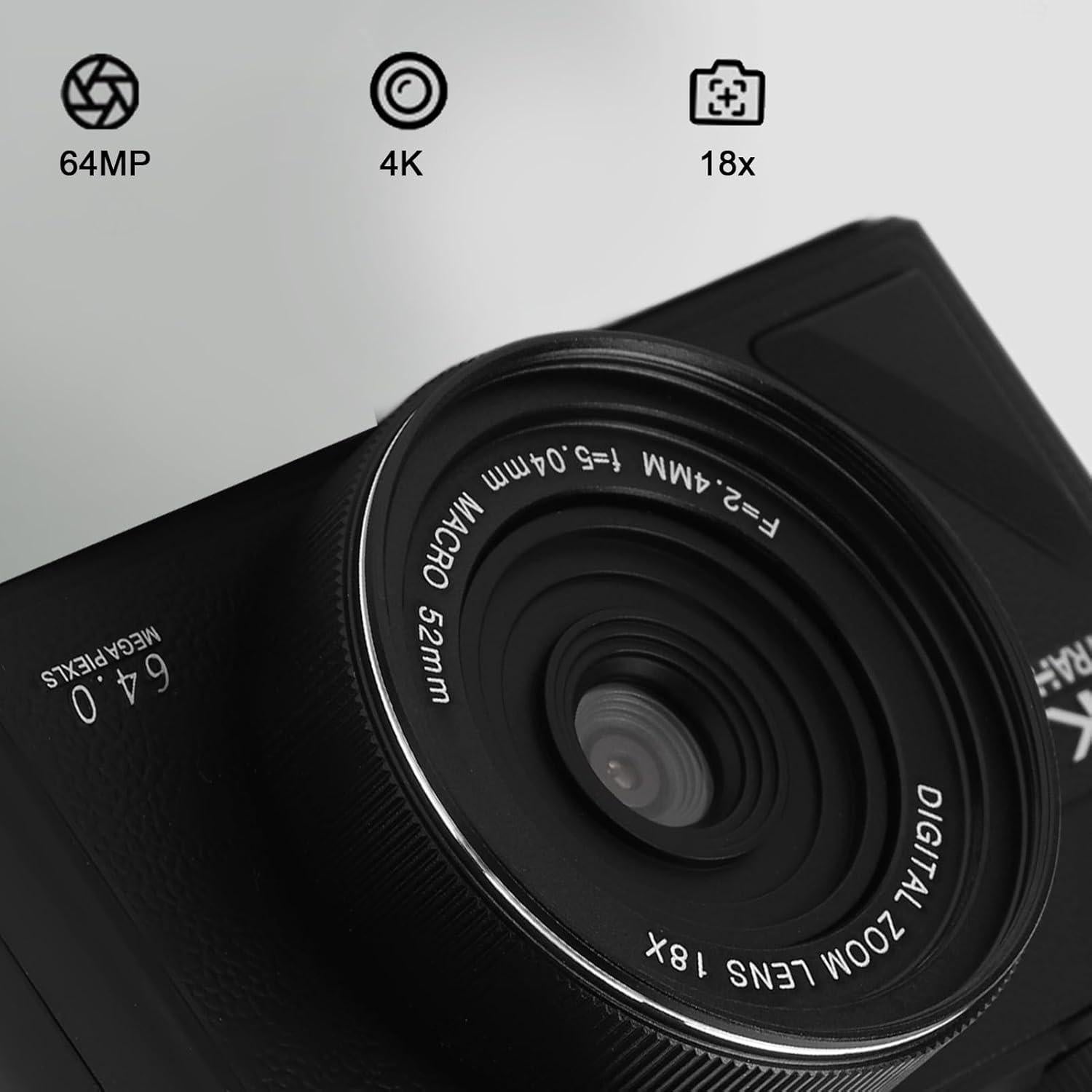 Cámara Digital 64MP CCYLEZ 4K Zoom 18X Pantalla 3"
