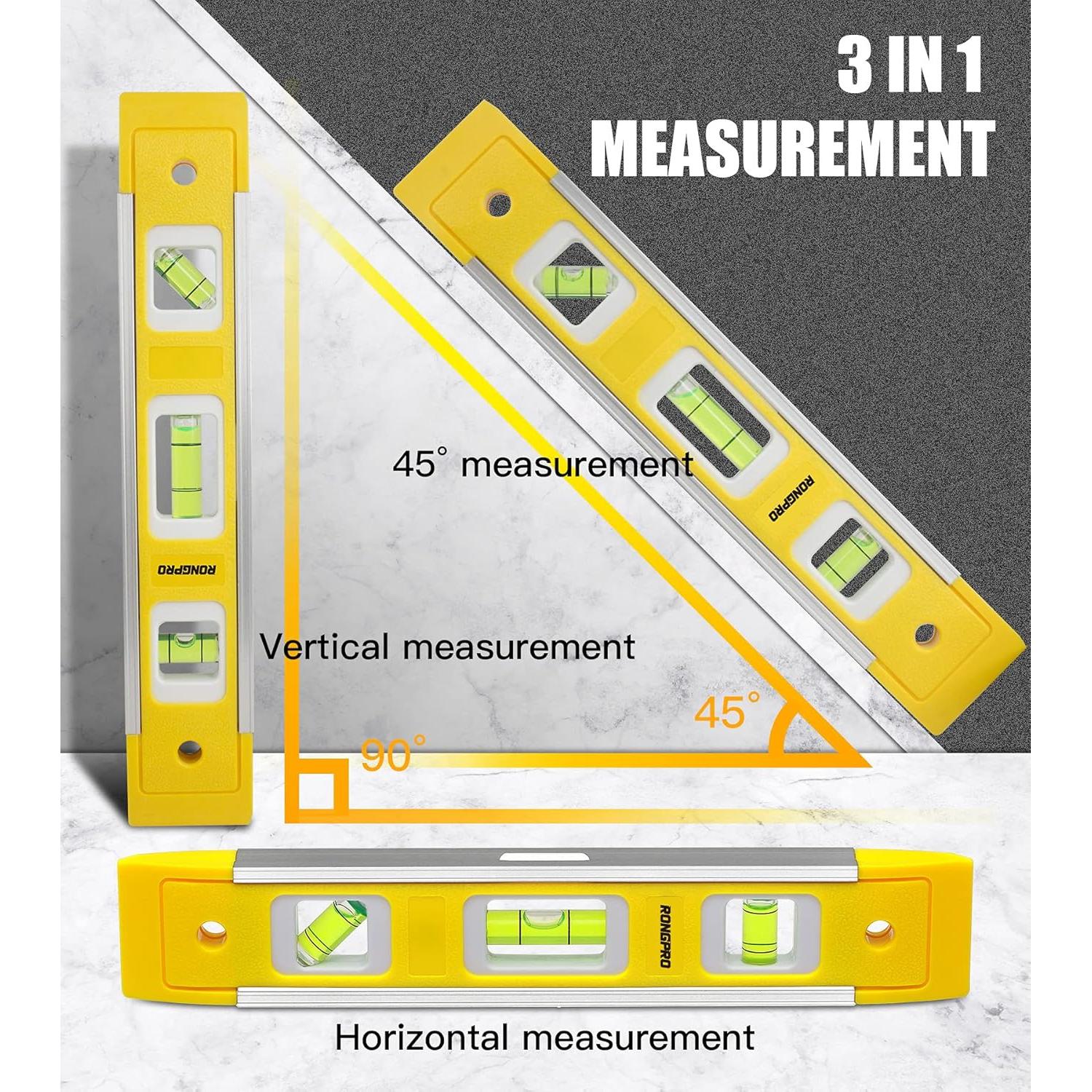 Nivel de Torpedo RONGPRO 22.86 cm Magnético 3 Burbujas