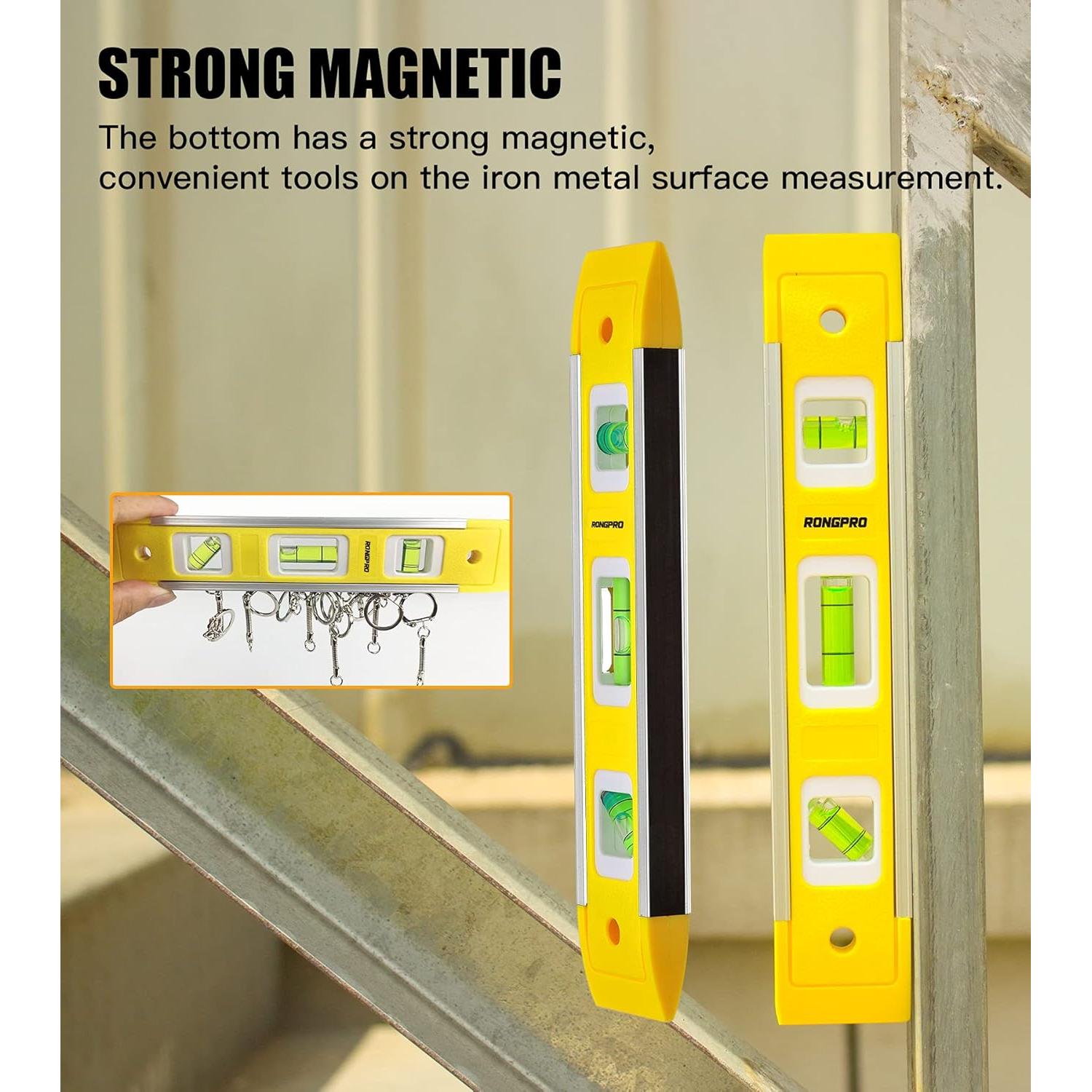 Nivel de Torpedo RONGPRO 22.86 cm Magnético 3 Burbujas