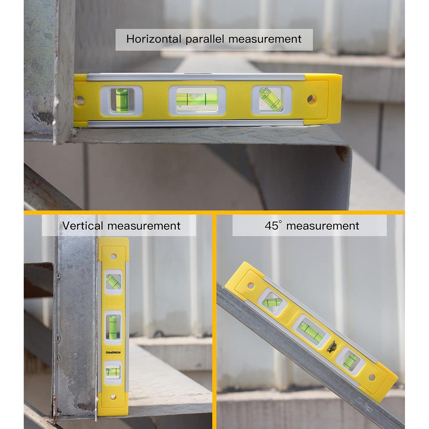 Nivel de Torpedo RONGPRO 22.86 cm Magnético 3 Burbujas