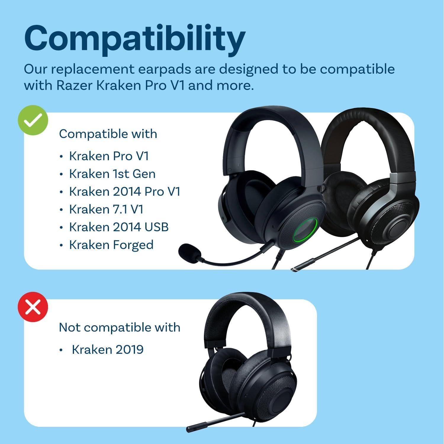 Almohadillas de Reemplazo para Auriculares Razer Kraken Pro V1 - MMOBIEL - Espuma de Memoria y PU - Aislamiento de Ruido - Negro