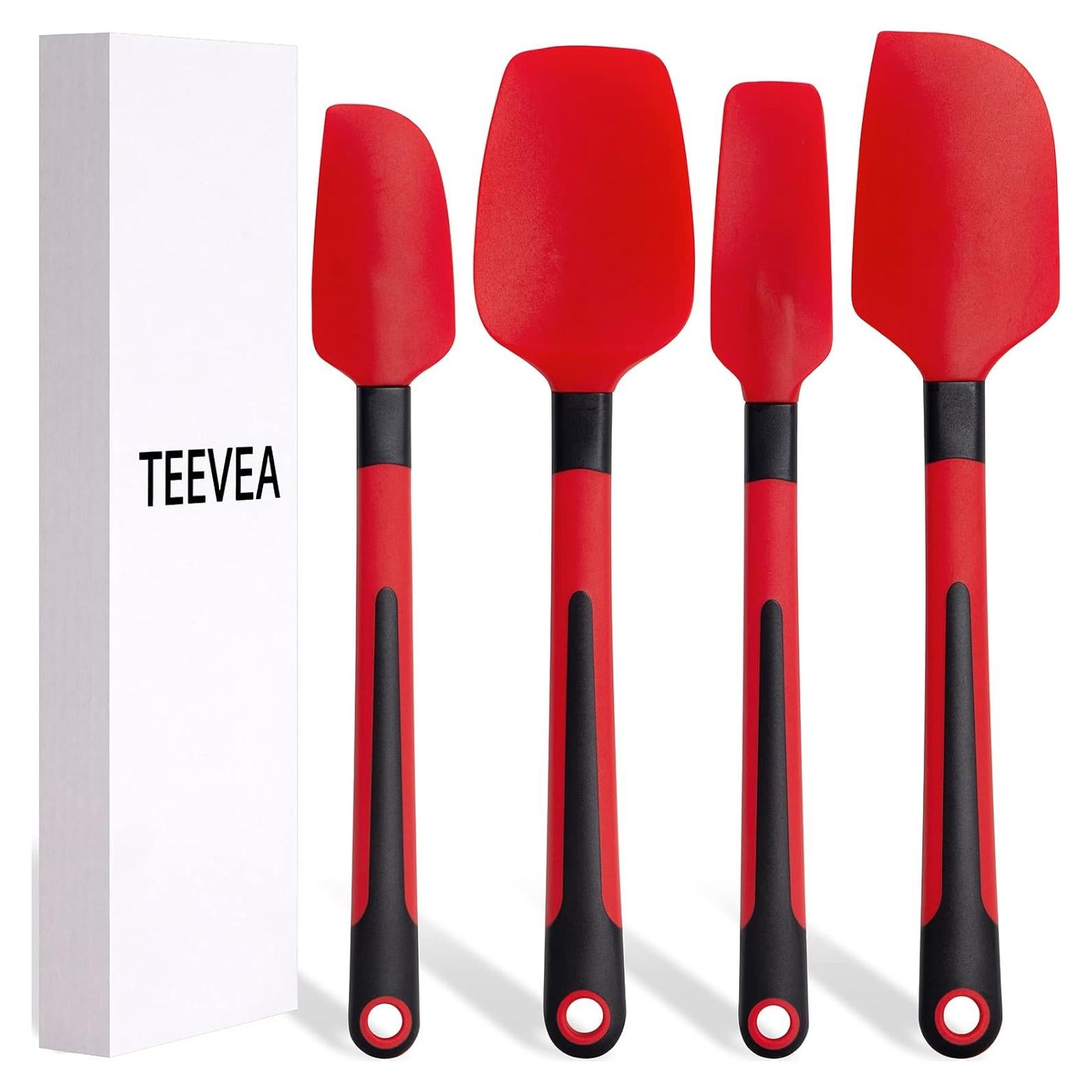 Set de Espátulas de Silicona TEEVEA 4 Piezas Rojo-Negro