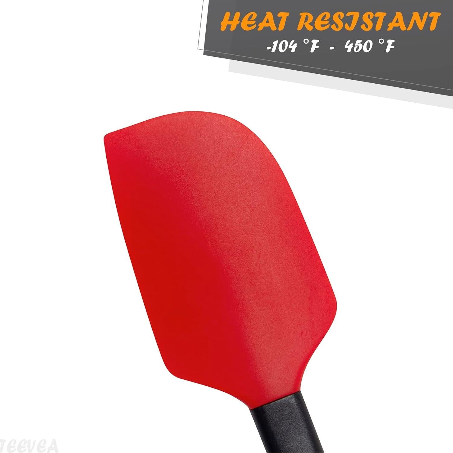 Set de Espátulas de Silicona TEEVEA 4 Piezas Rojo-Negro