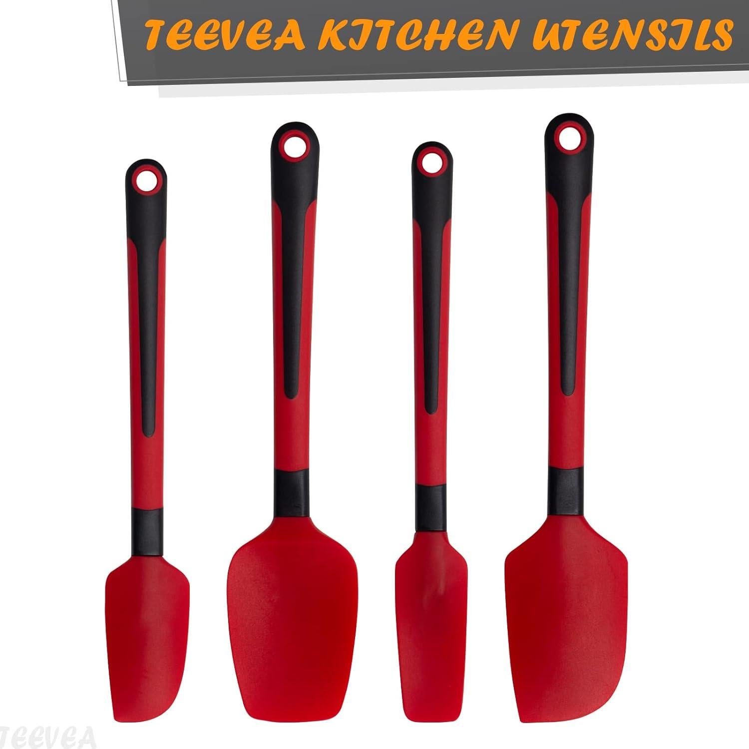 Set de Espátulas de Silicona TEEVEA 4 Piezas Rojo-Negro