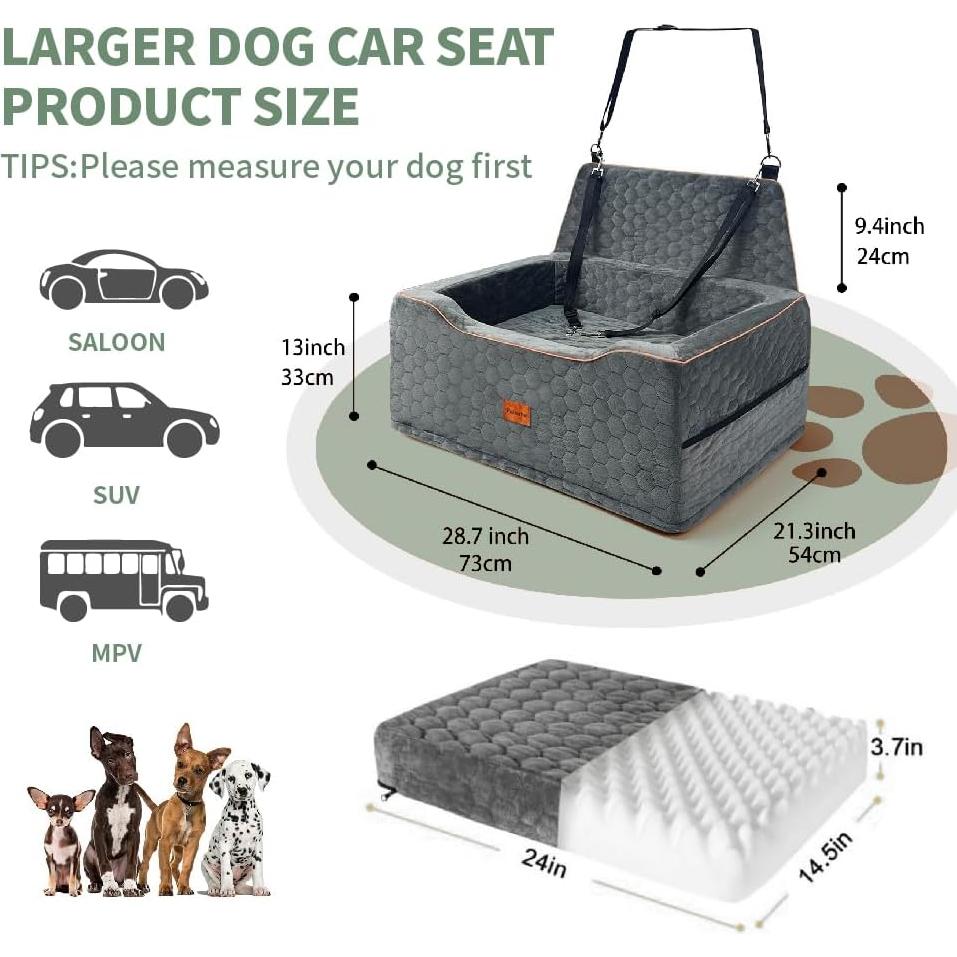 Asiento de Coche Elevador para Perros Pozmrtsr Grande Gris