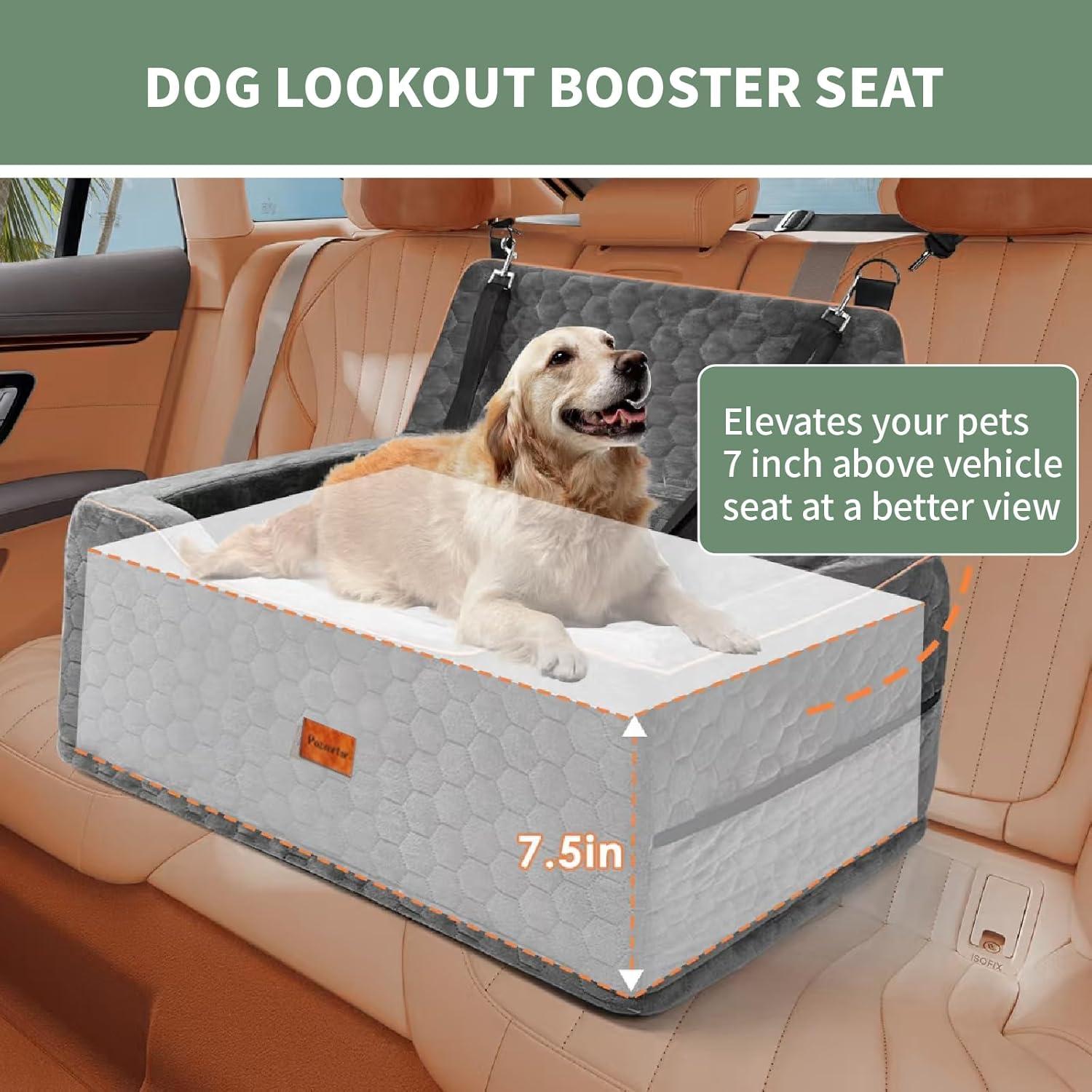 Asiento de Coche Elevador para Perros Pozmrtsr Grande Gris