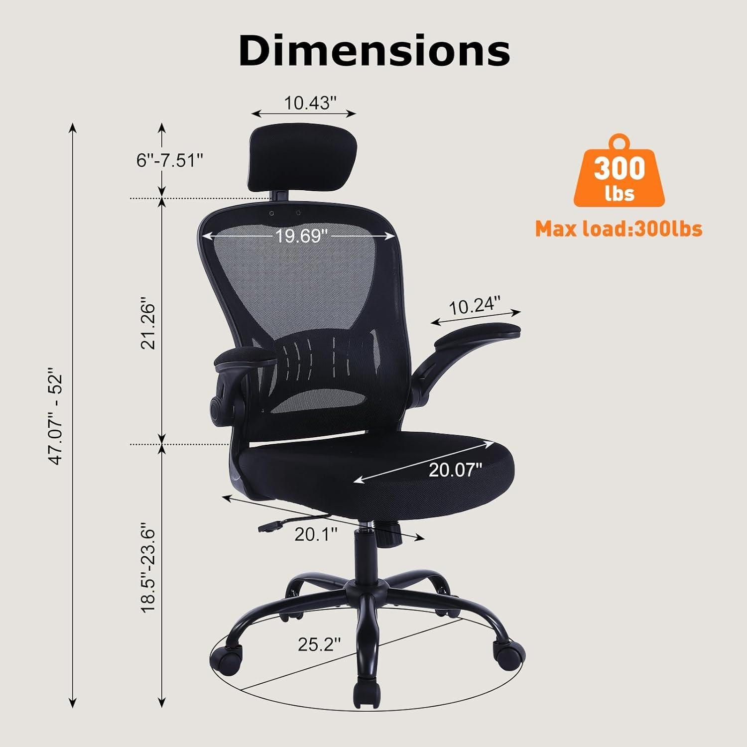 Silla de Oficina Ergonómica Silla-Ralex 5003H Ajustable Negro
