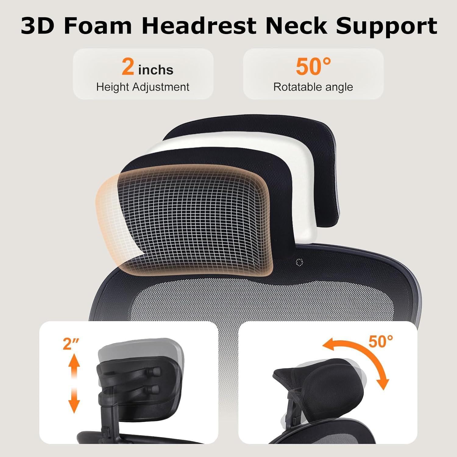 Silla de Oficina Ergonómica Silla-Ralex 5003H Ajustable Negro