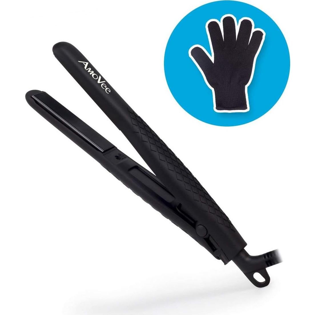 Mini Plancha de Pelo AmoVee 0.7" Cerámica 210°C Negro