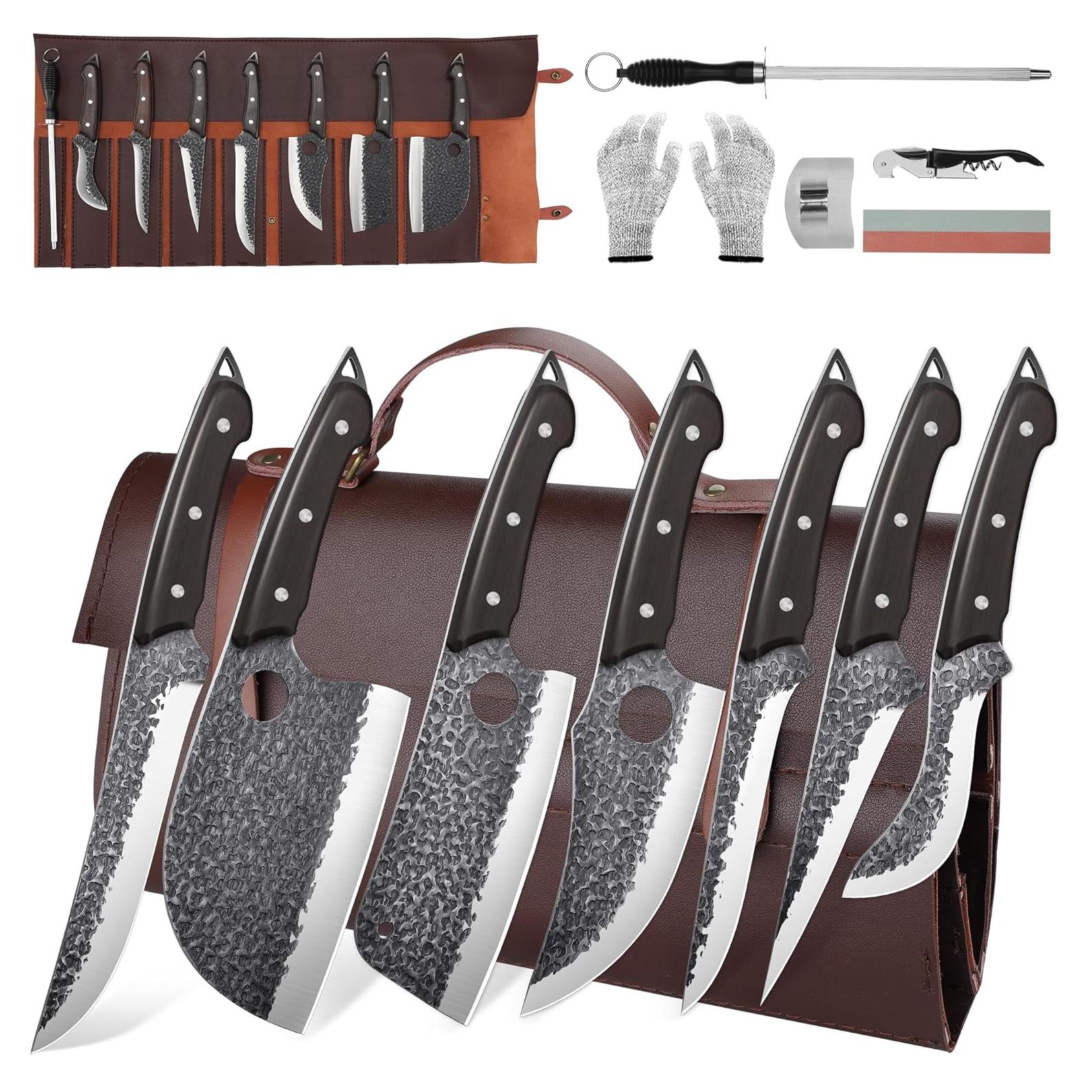 Juego de Cuchillos de Carnicero 13PCS ROCOCO - Acero Carbono