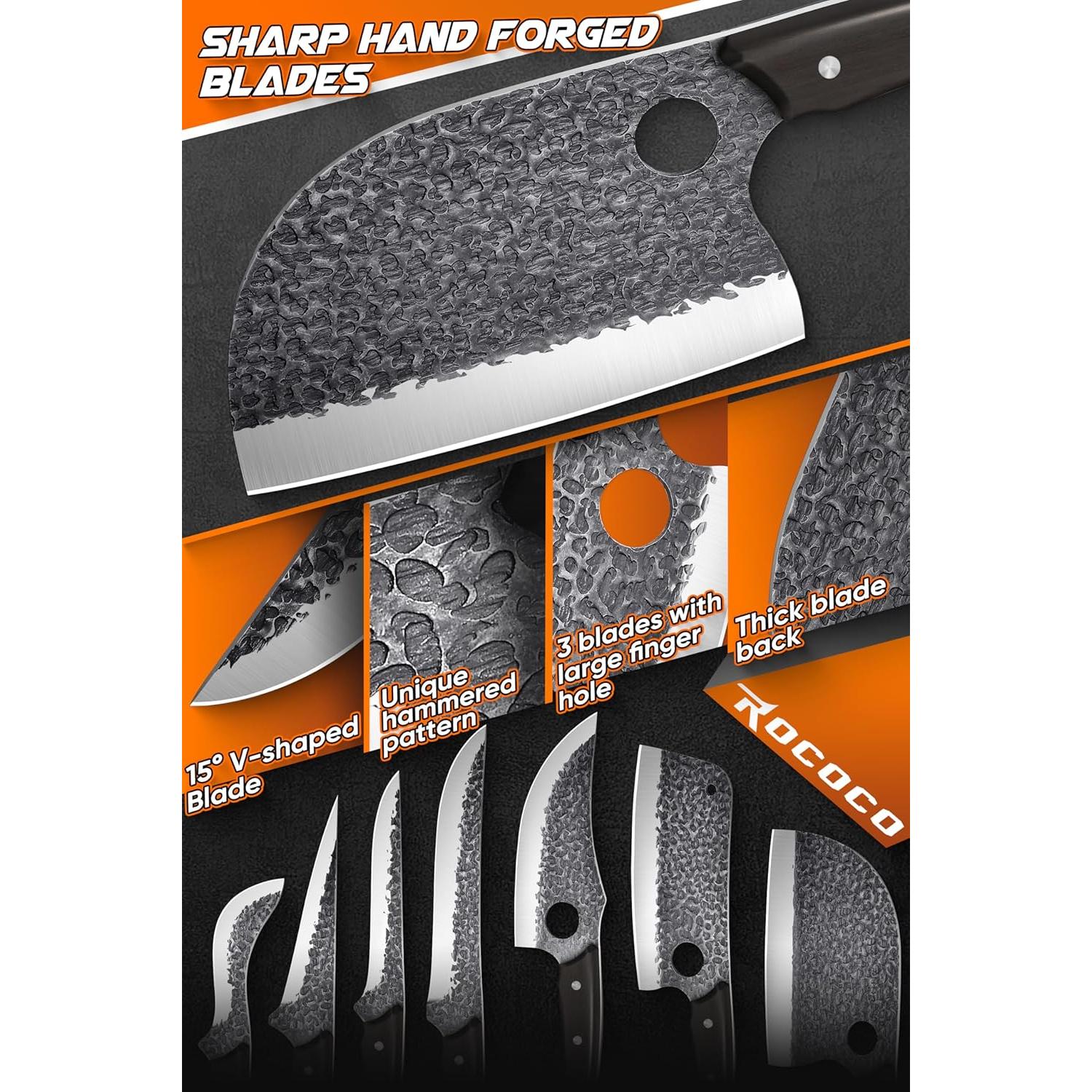 Juego de Cuchillos de Carnicero 13PCS ROCOCO - Acero Carbono