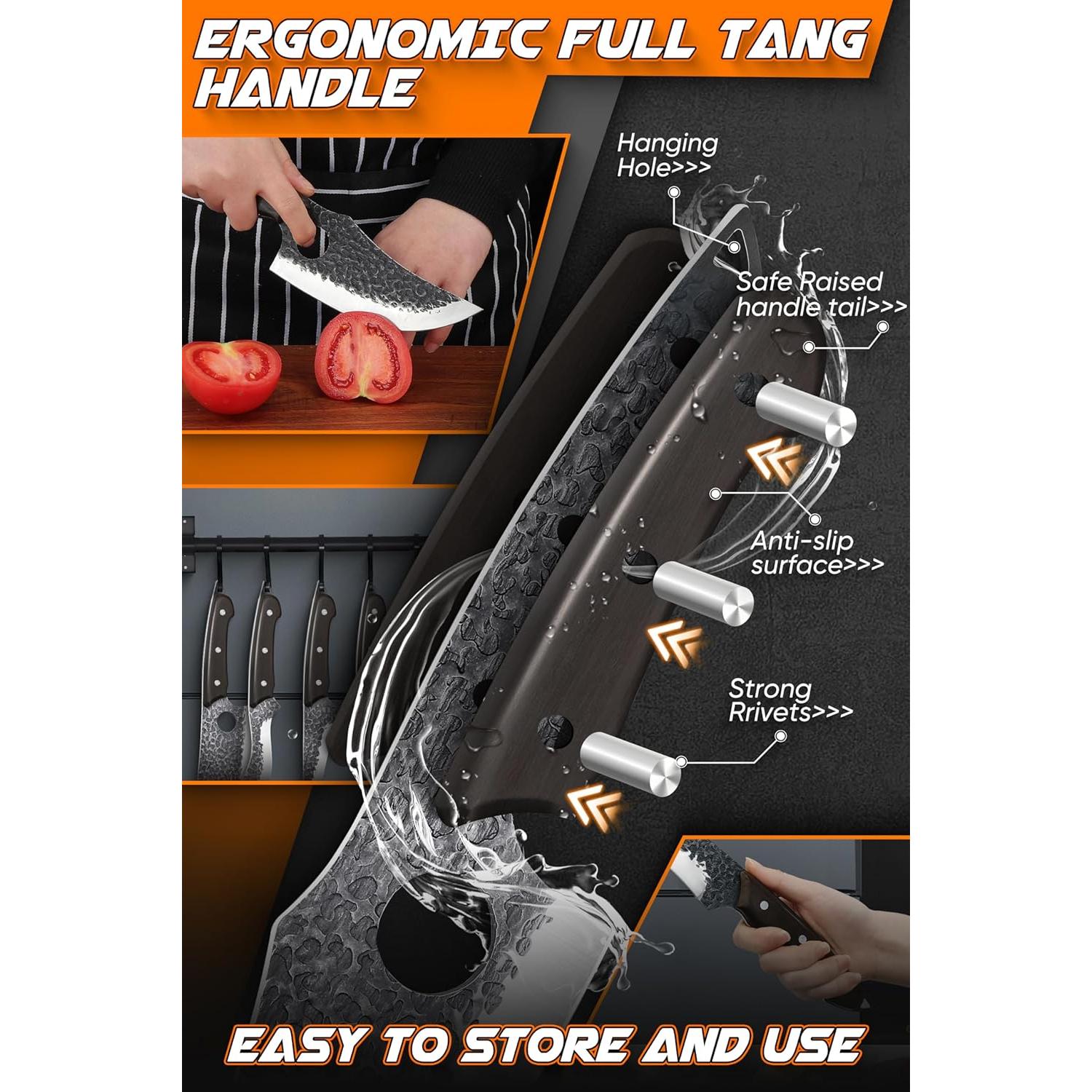 Juego de Cuchillos de Carnicero 13PCS ROCOCO - Acero Carbono