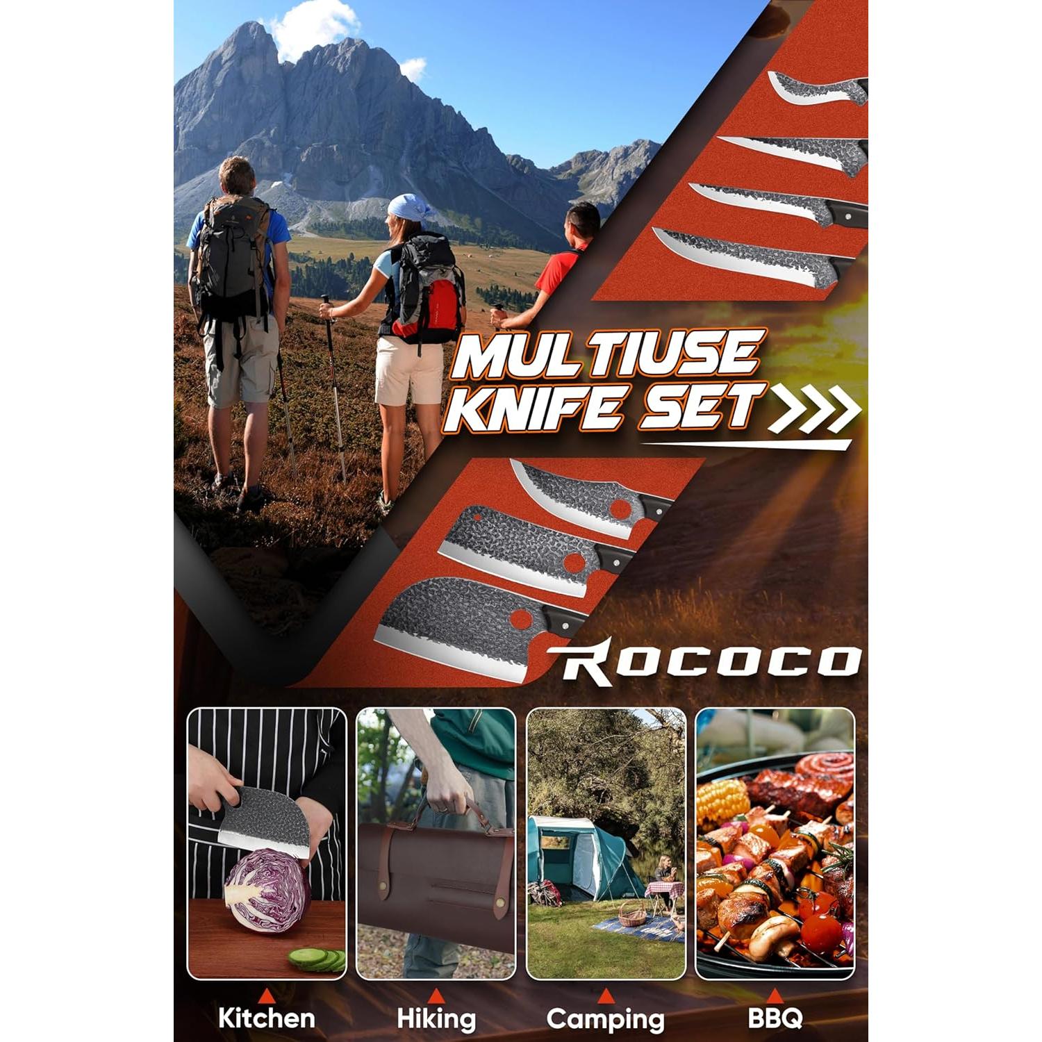 Juego de Cuchillos de Carnicero 13PCS ROCOCO - Acero Carbono