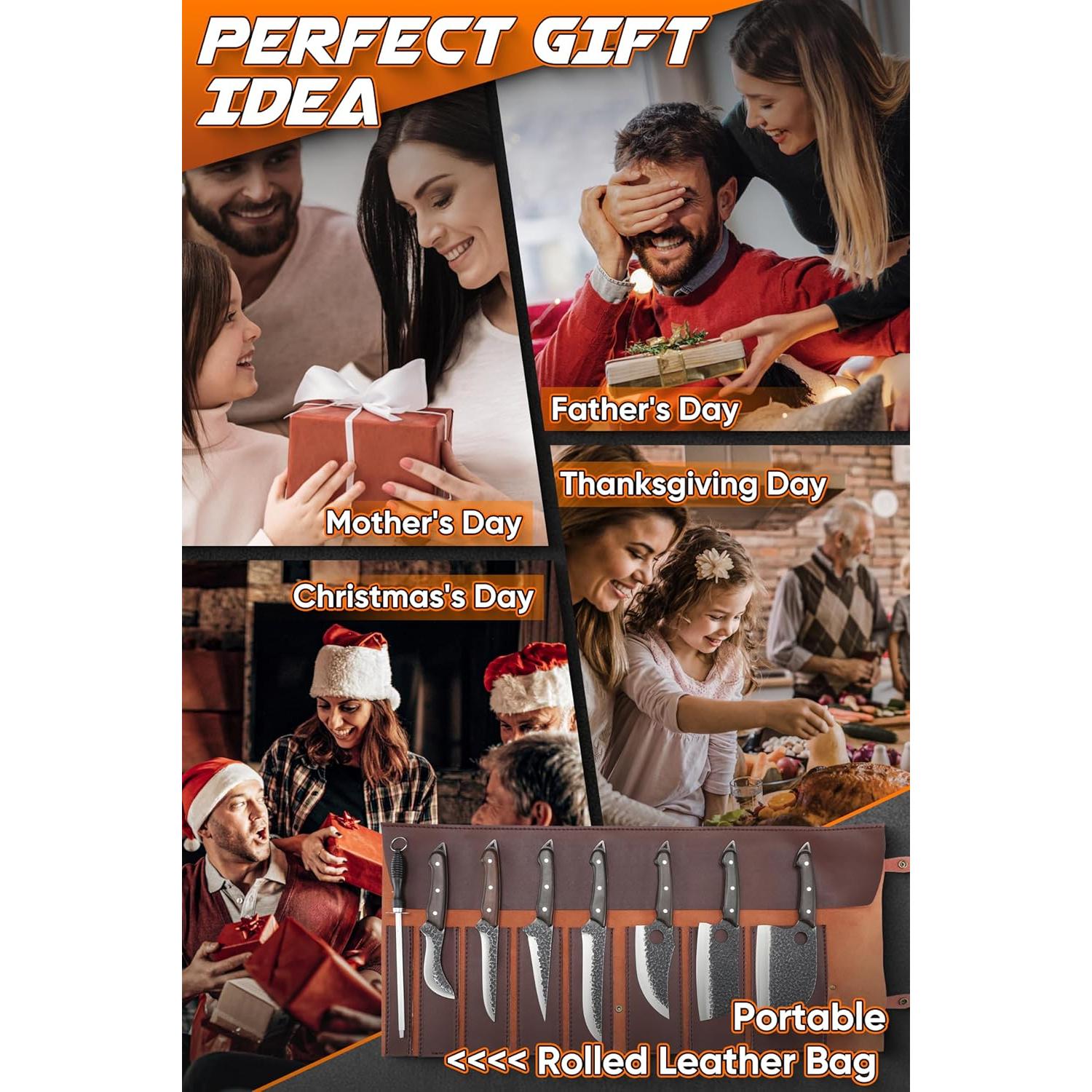 Juego de Cuchillos de Carnicero 13PCS ROCOCO - Acero Carbono