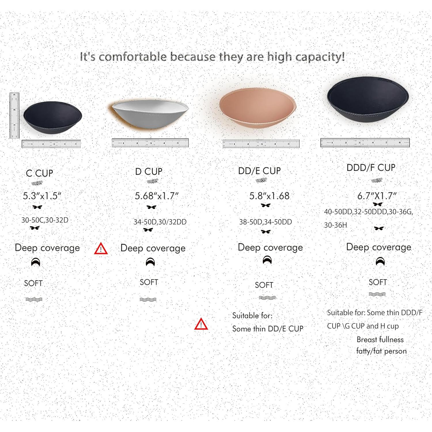 WMugthome 3 Pares Almohadillas Redondas Suaves para Sujetador C/D/DD