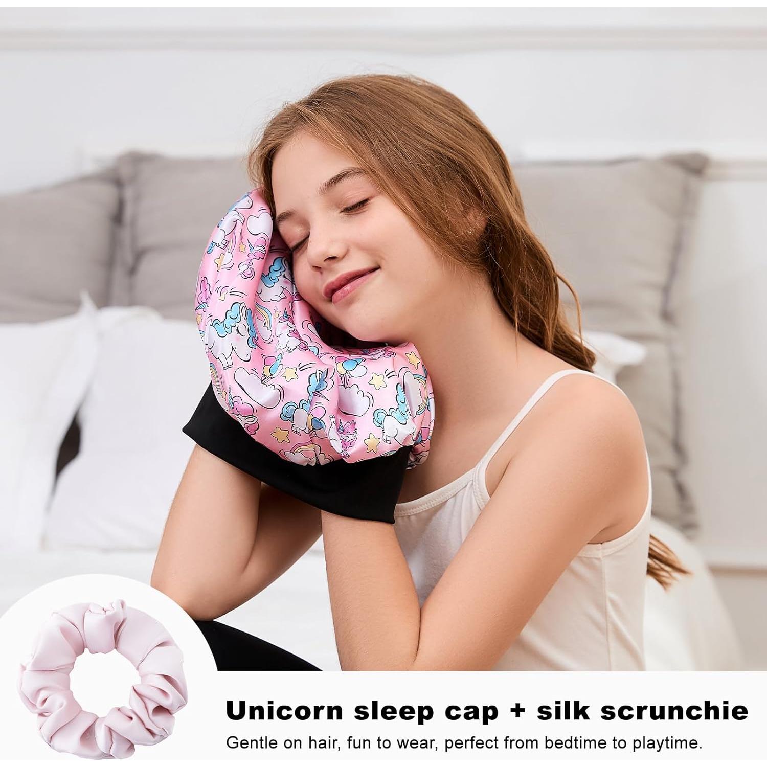 Bonete de Satén para Niñas con Scrunchie - Cuidado del Cabello