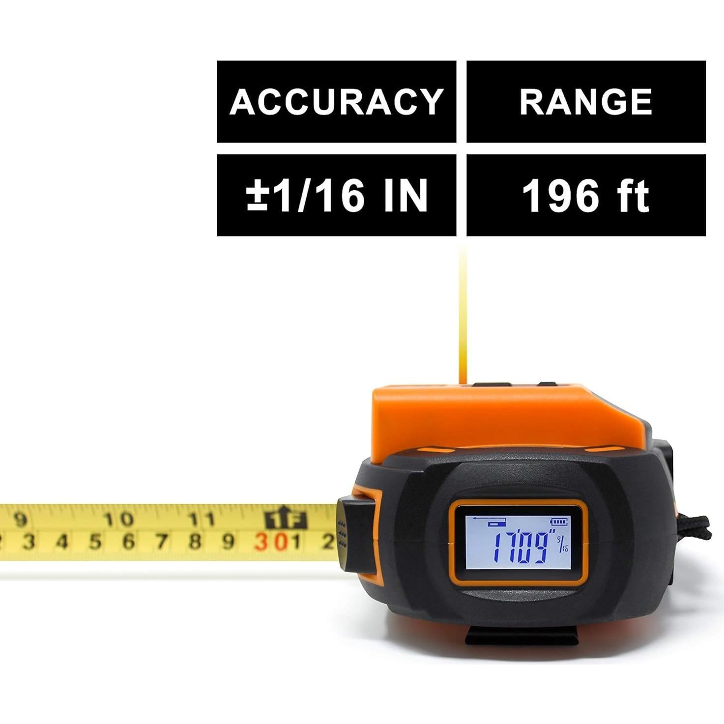 Cinta Métrica Láser 2-en-1 HISS 196 Pies y 16 Pies