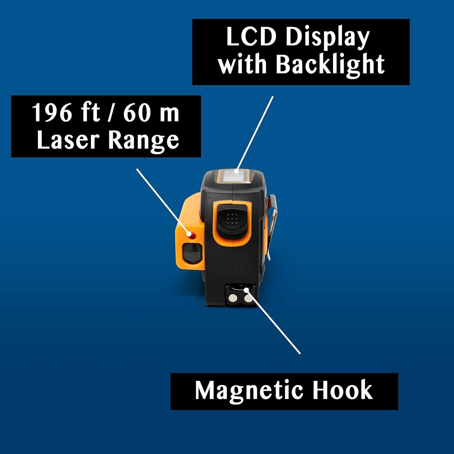 Cinta Métrica Láser 2-en-1 HISS 196 Pies y 16 Pies