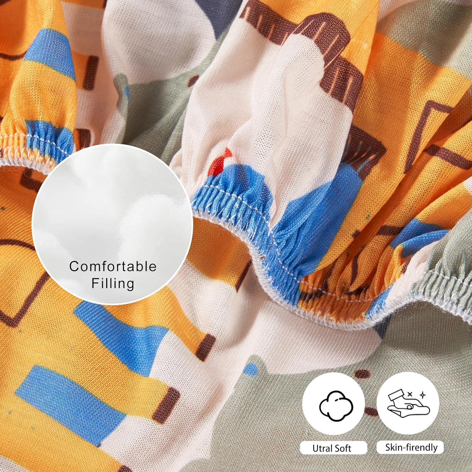 Sábanas Ajustadas para Cuna Mini TILLYOU 2 Piezas Geometría Animal