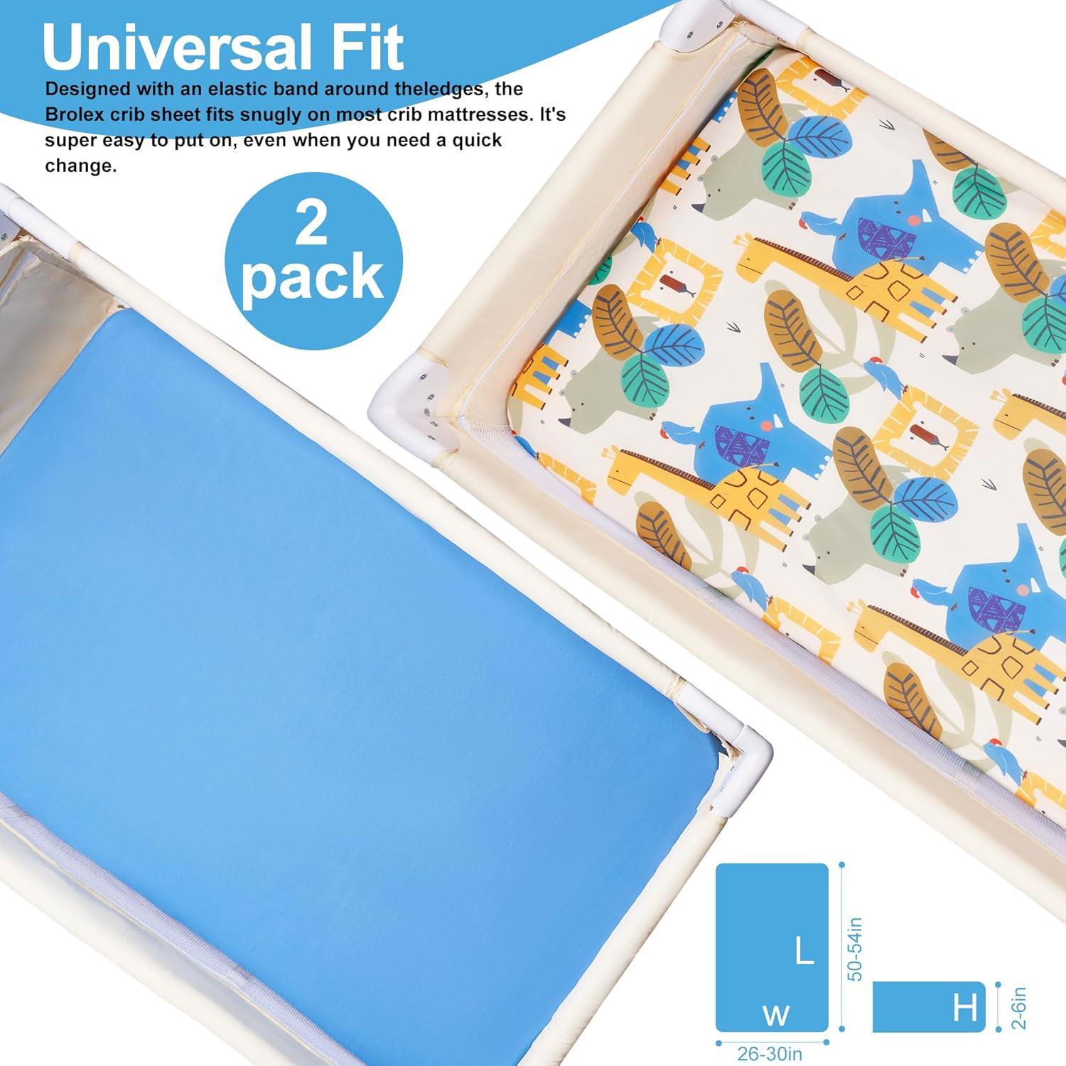 Sábanas Ajustadas para Cuna Mini TILLYOU 2 Piezas Geometría Animal