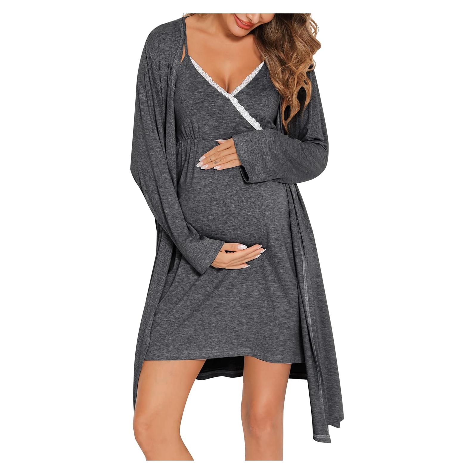 Conjunto de Bata y Camisón de Lactancia SWOMOG 2 Piezas