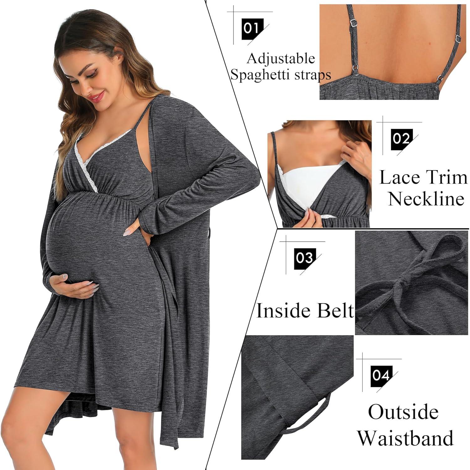 Conjunto de Bata y Camisón de Lactancia SWOMOG 2 Piezas