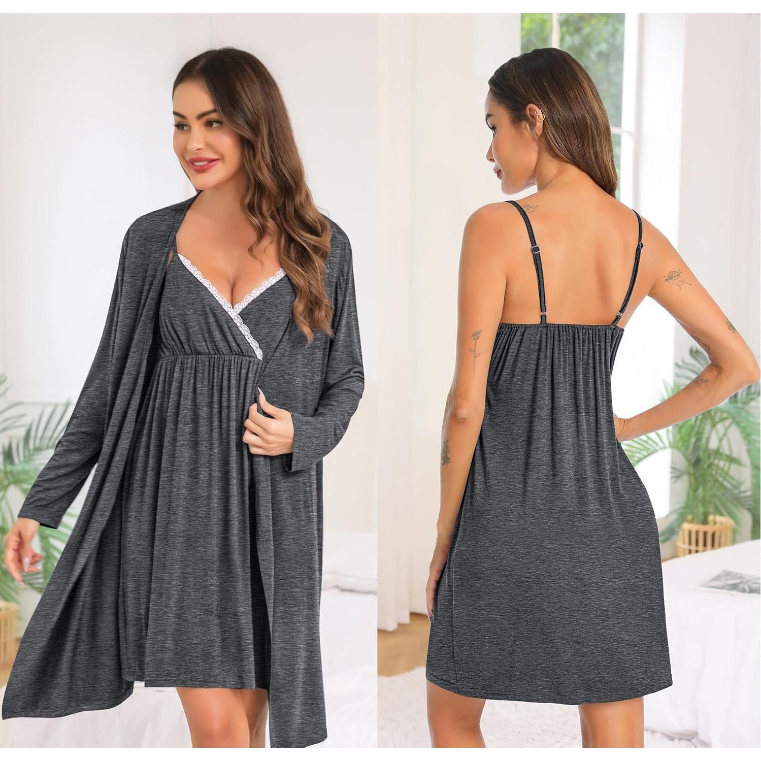 Conjunto de Bata y Camisón de Lactancia SWOMOG 2 Piezas