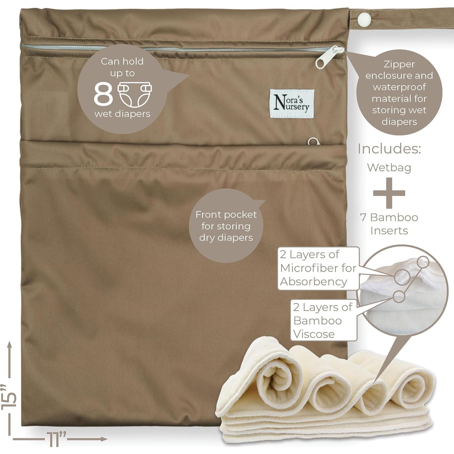 Paquete de 7 Pañales de Tela Nora's Nursery - Impermeables y Ajustables